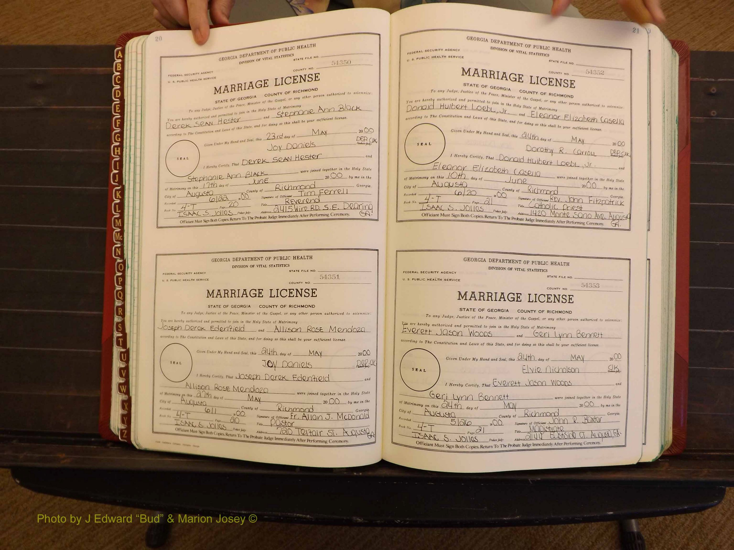 Richmond Marriages, 4 T, 2000-2001 P 020-021.JPG