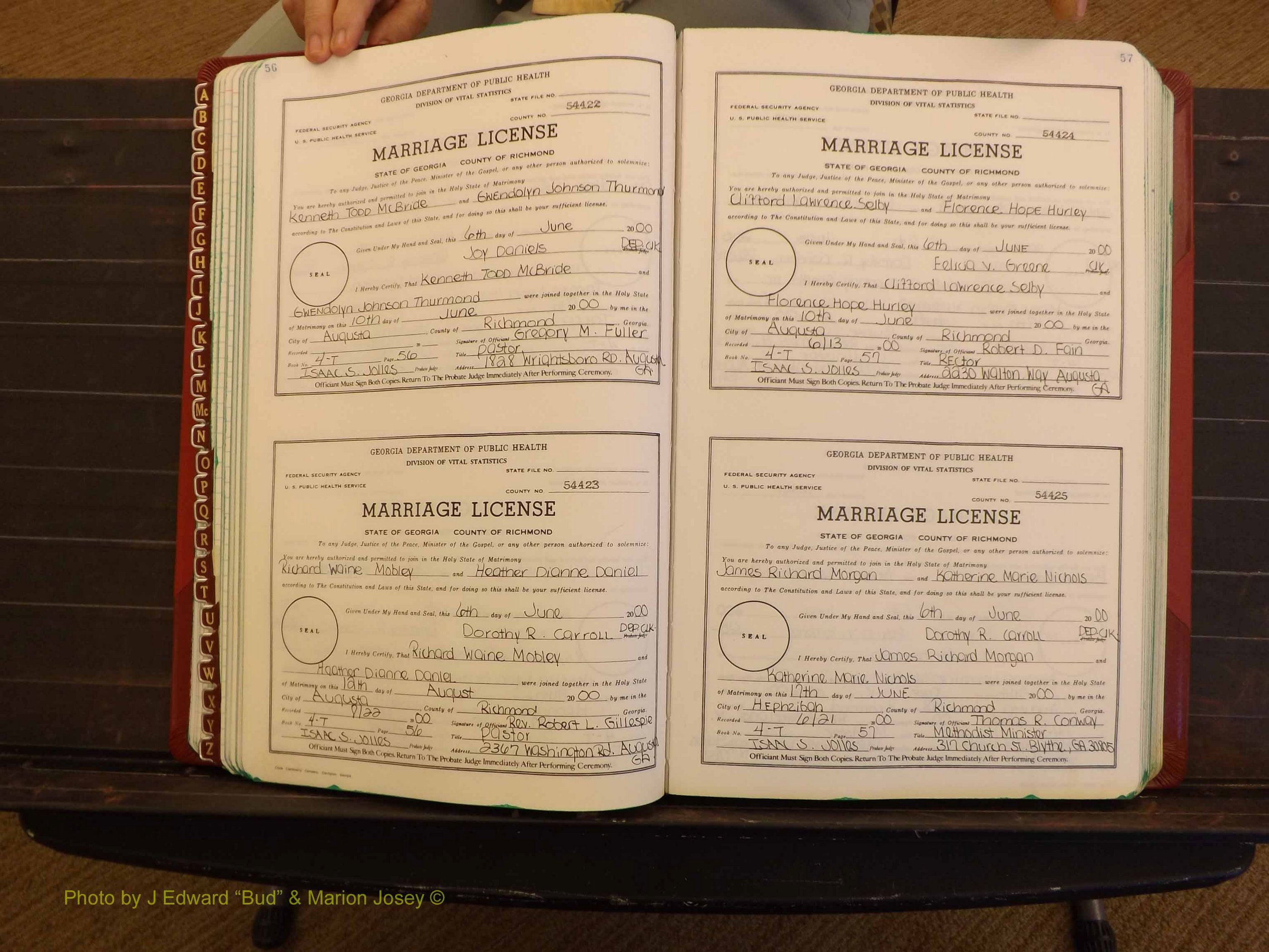 Richmond Marriages, 4 T, 2000-2001 P 056-057.JPG