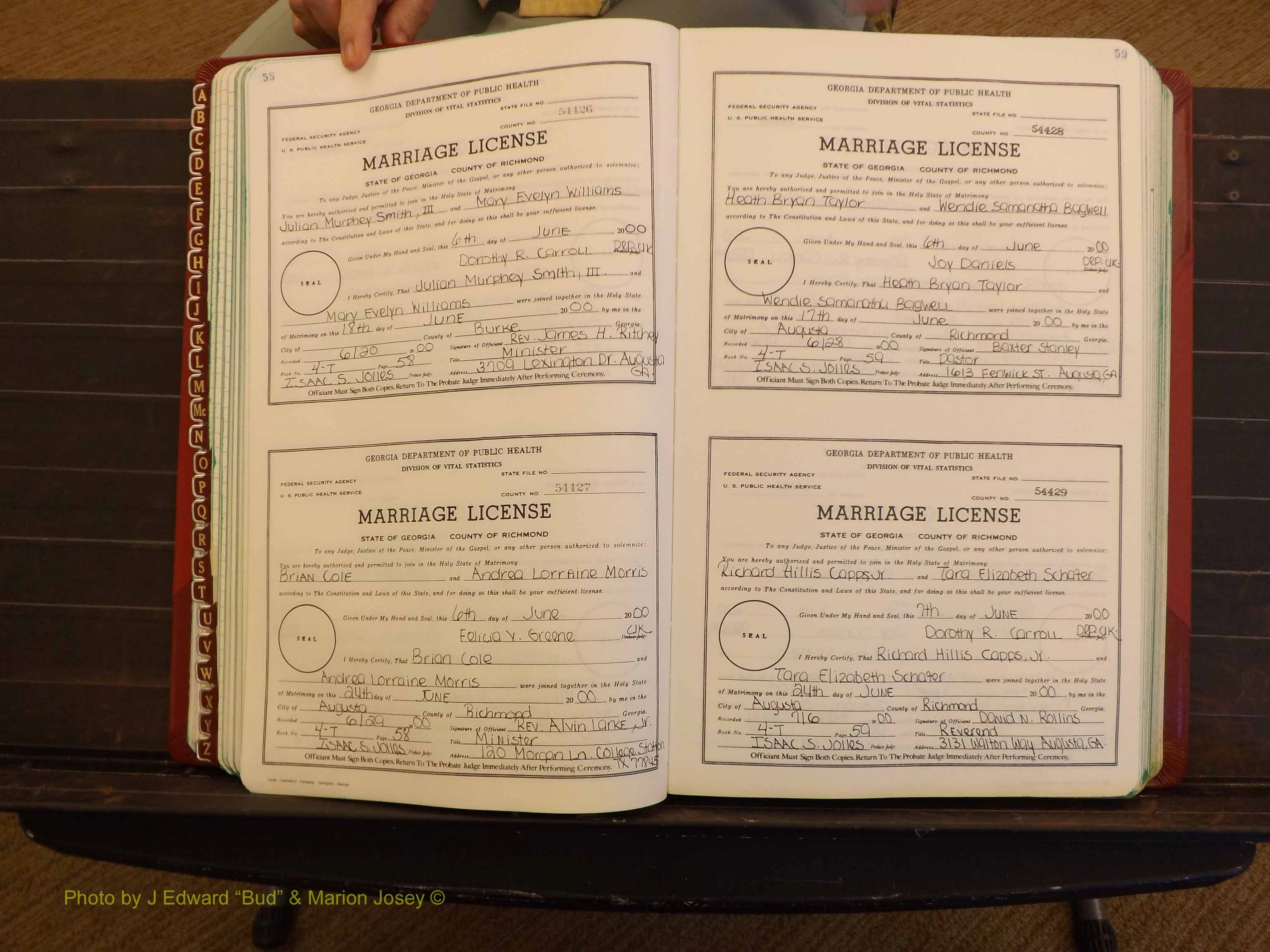 Richmond Marriages, 4 T, 2000-2001 P 058-059.JPG