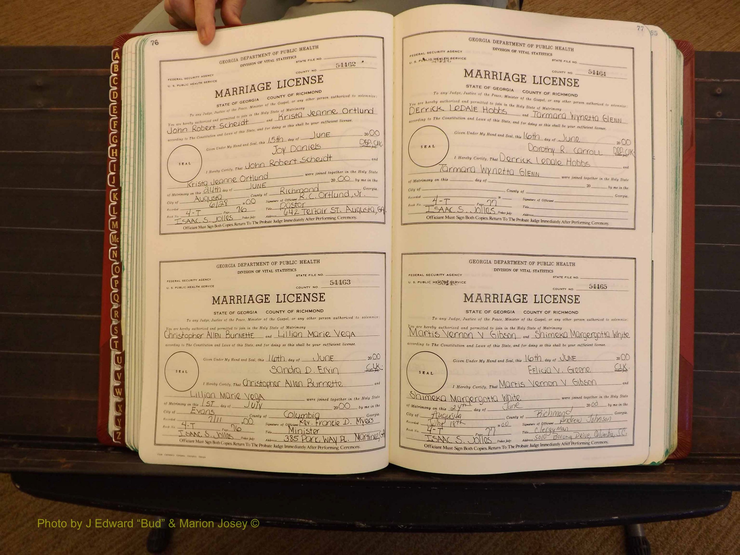Richmond Marriages, 4 T, 2000-2001 P 076-077.JPG