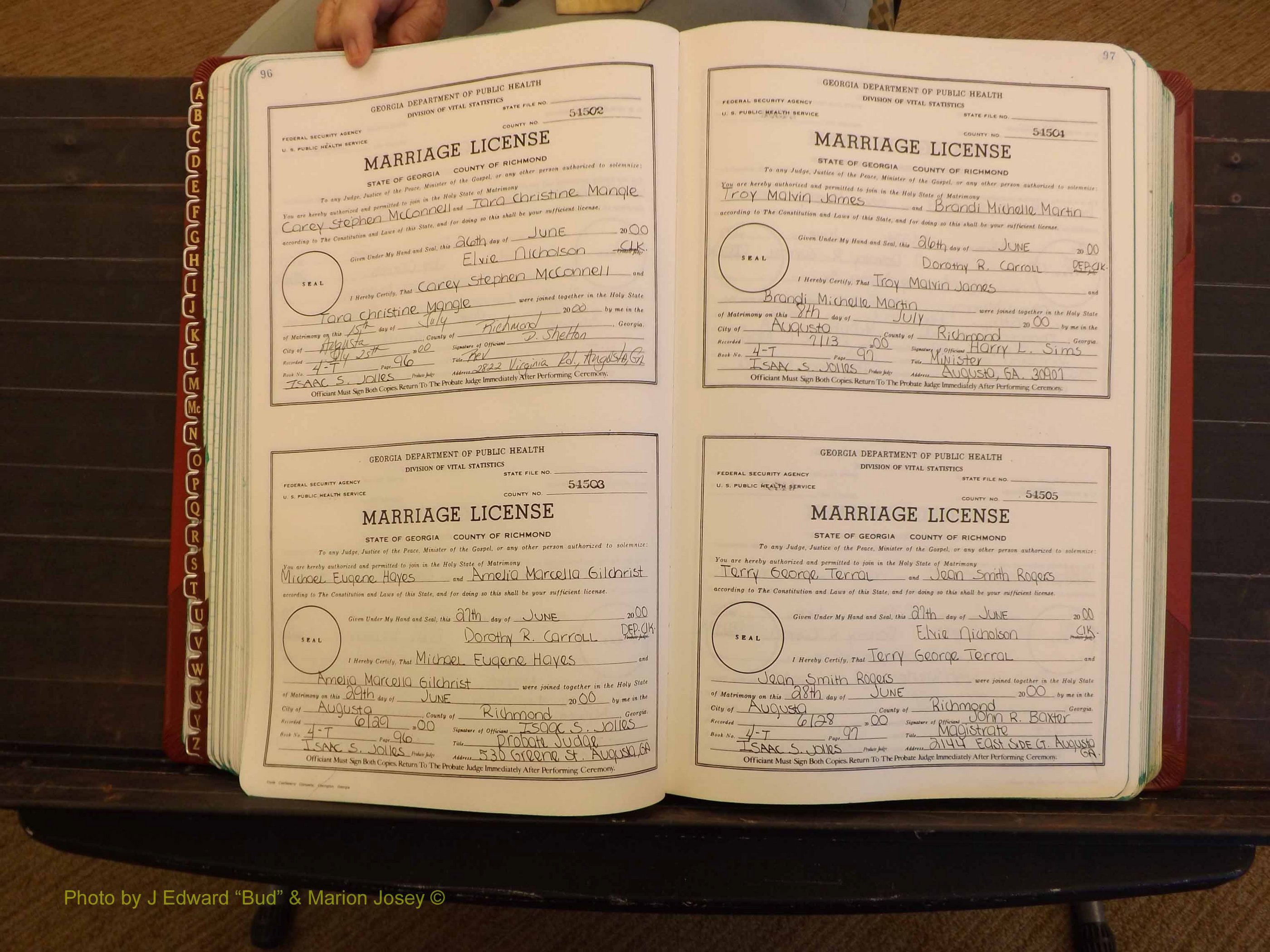 Richmond Marriages, 4 T, 2000-2001 P 096-097.JPG