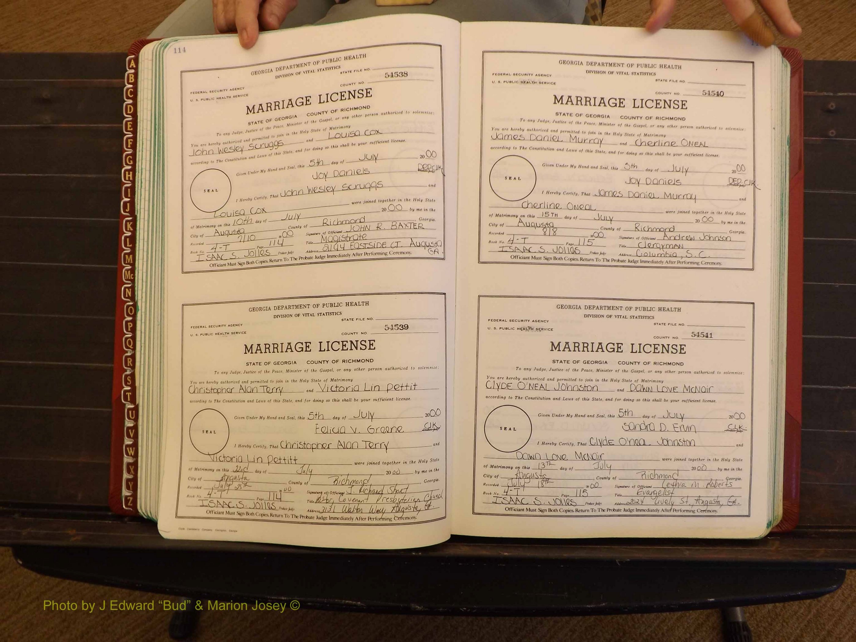 Richmond Marriages, 4 T, 2000-2001 P 114-115.JPG