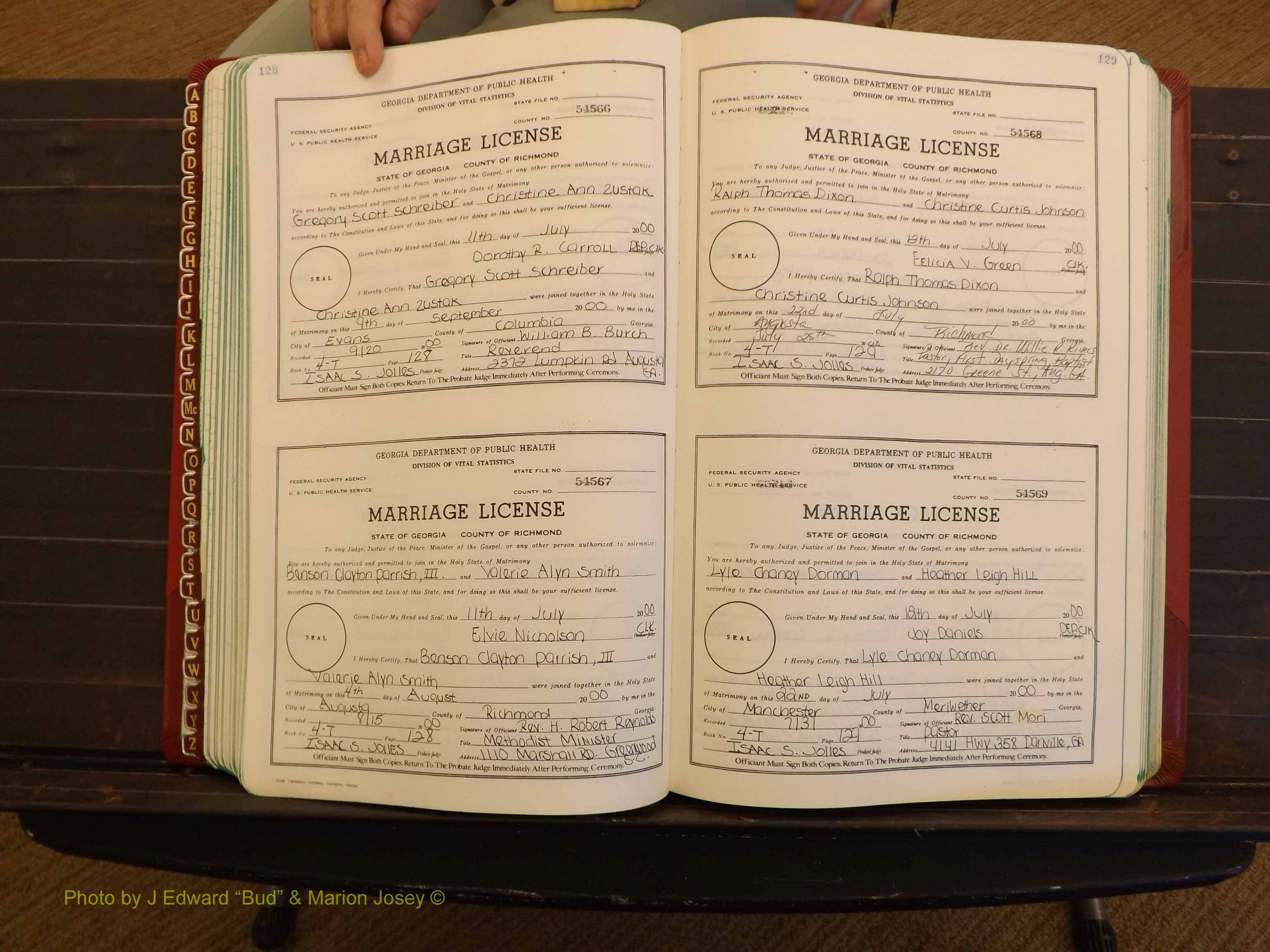 Richmond Marriages, 4 T, 2000-2001 P 128-129.JPG