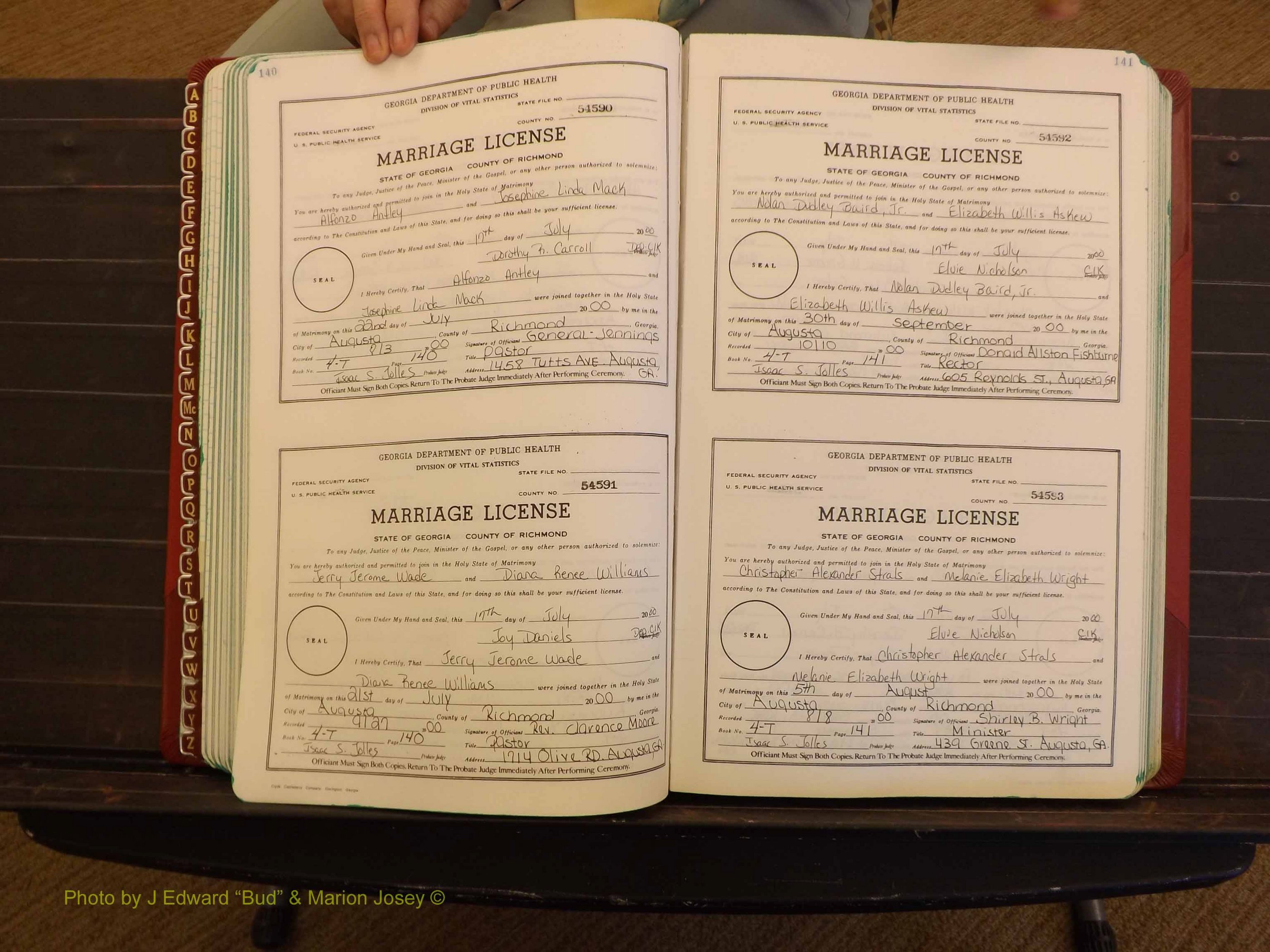 Richmond Marriages, 4 T, 2000-2001 P 140-141.JPG