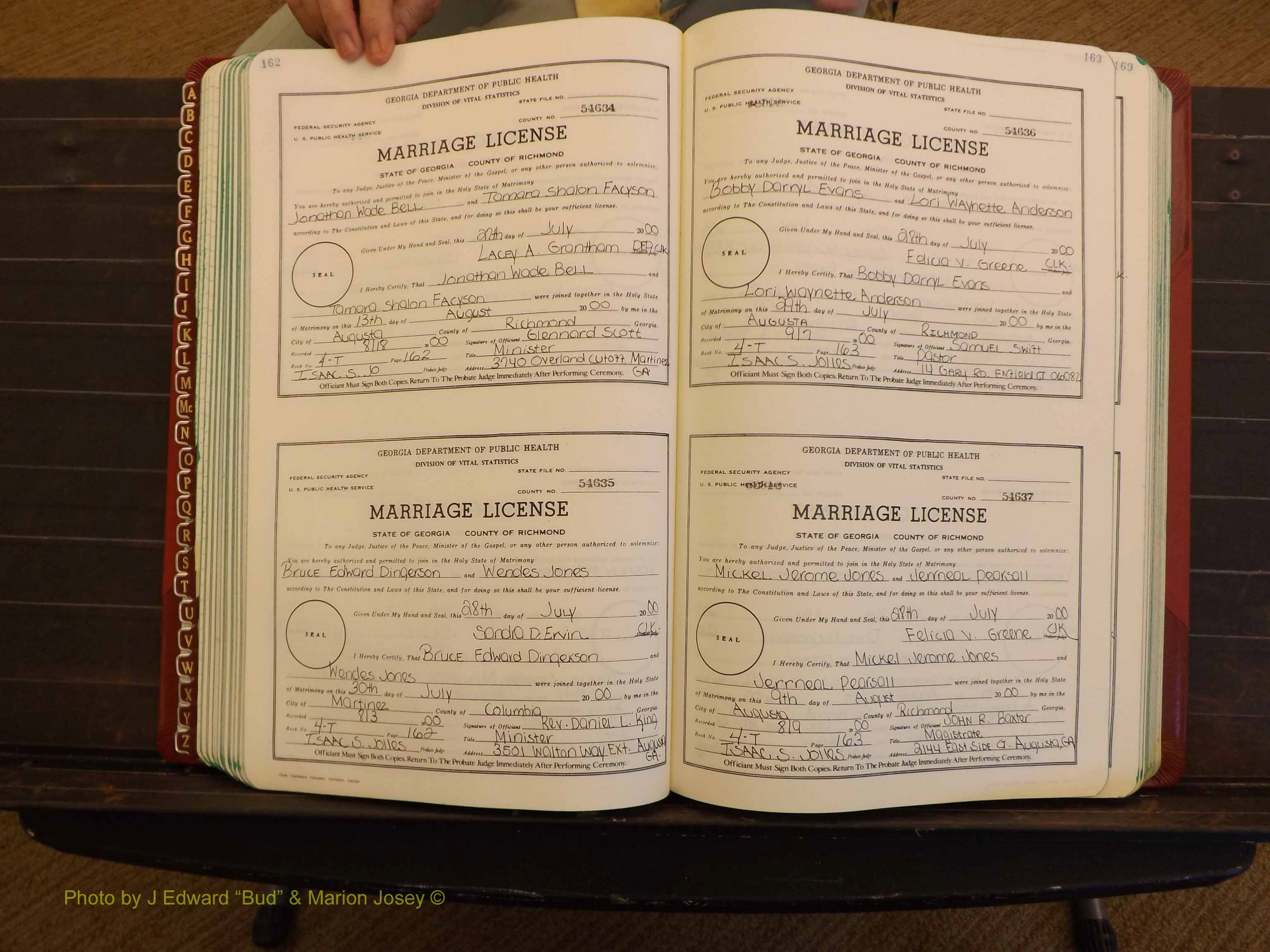 Richmond Marriages, 4 T, 2000-2001 P 162-163.JPG