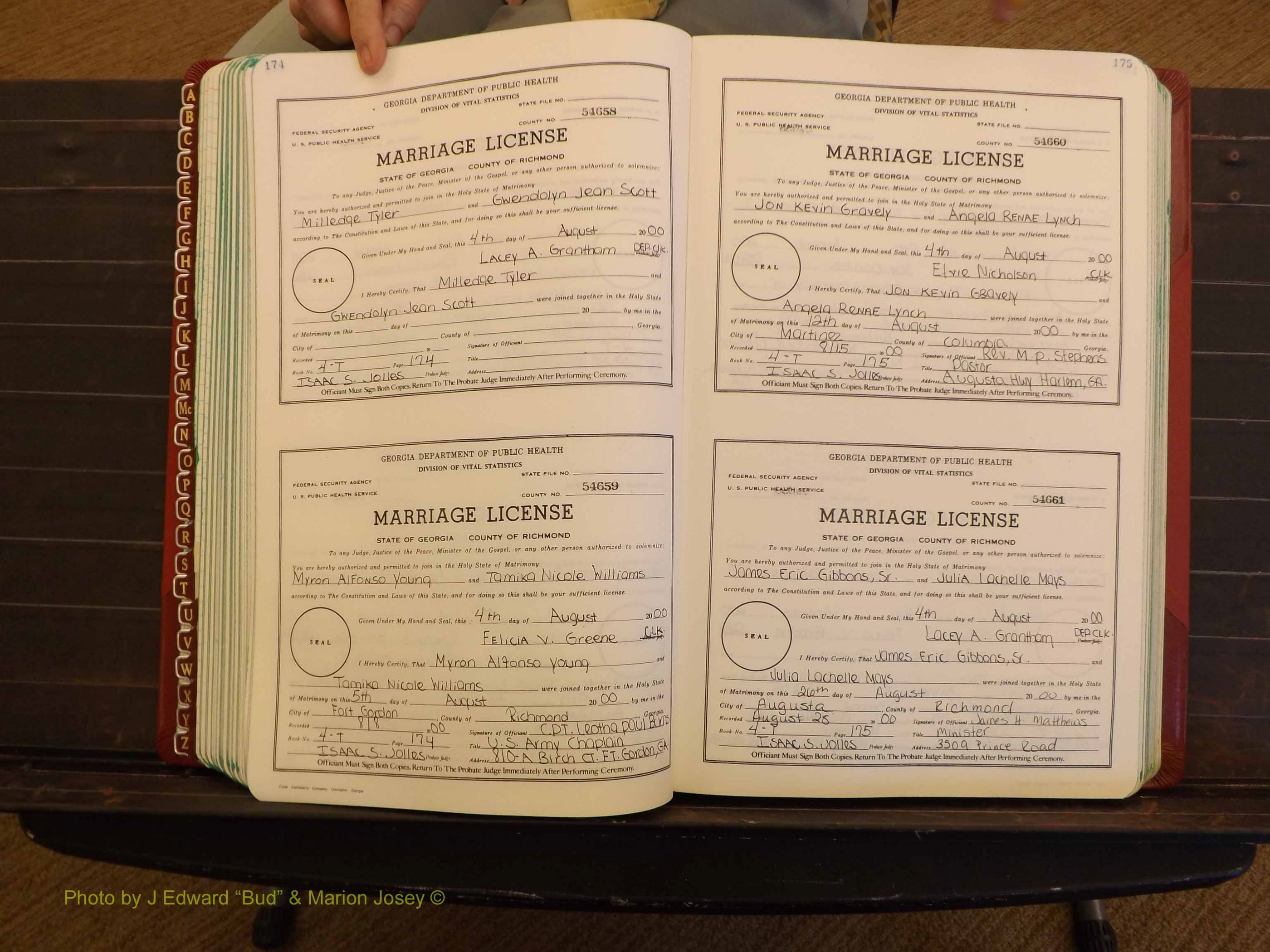 Richmond Marriages, 4 T, 2000-2001 P 174-175.JPG