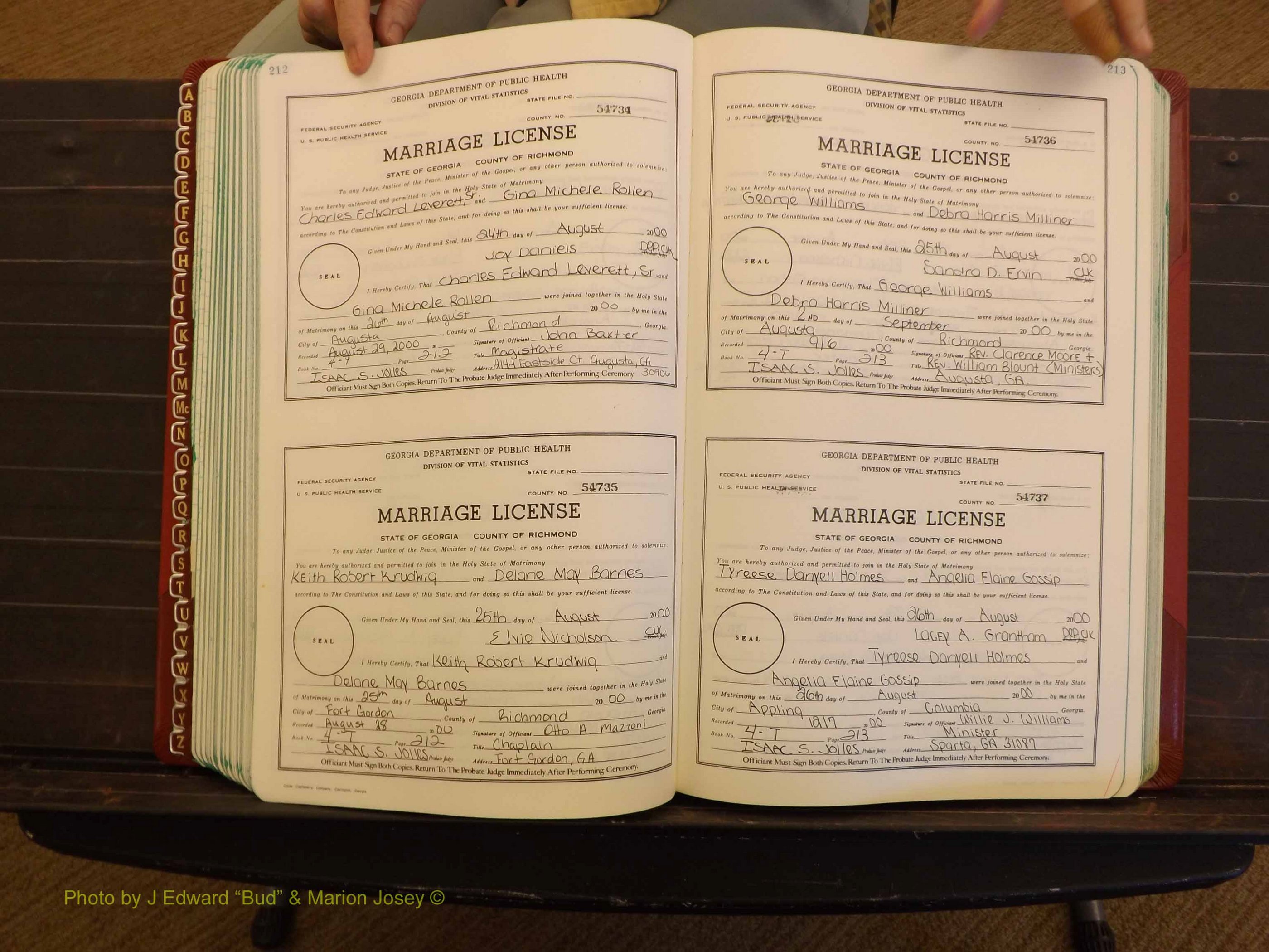 Richmond Marriages, 4 T, 2000-2001 P 212-213.JPG