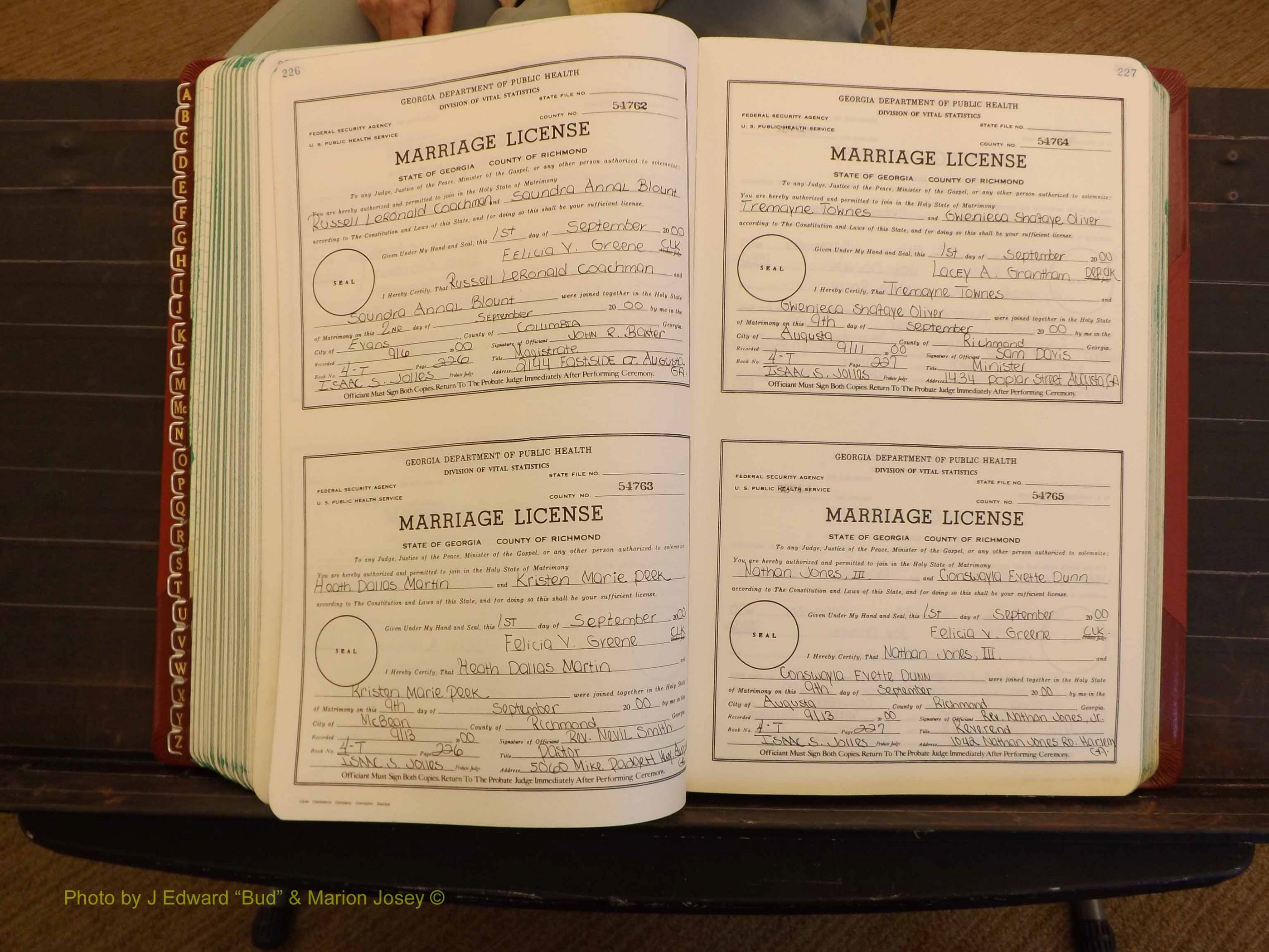 Richmond Marriages, 4 T, 2000-2001 P 226-227.JPG