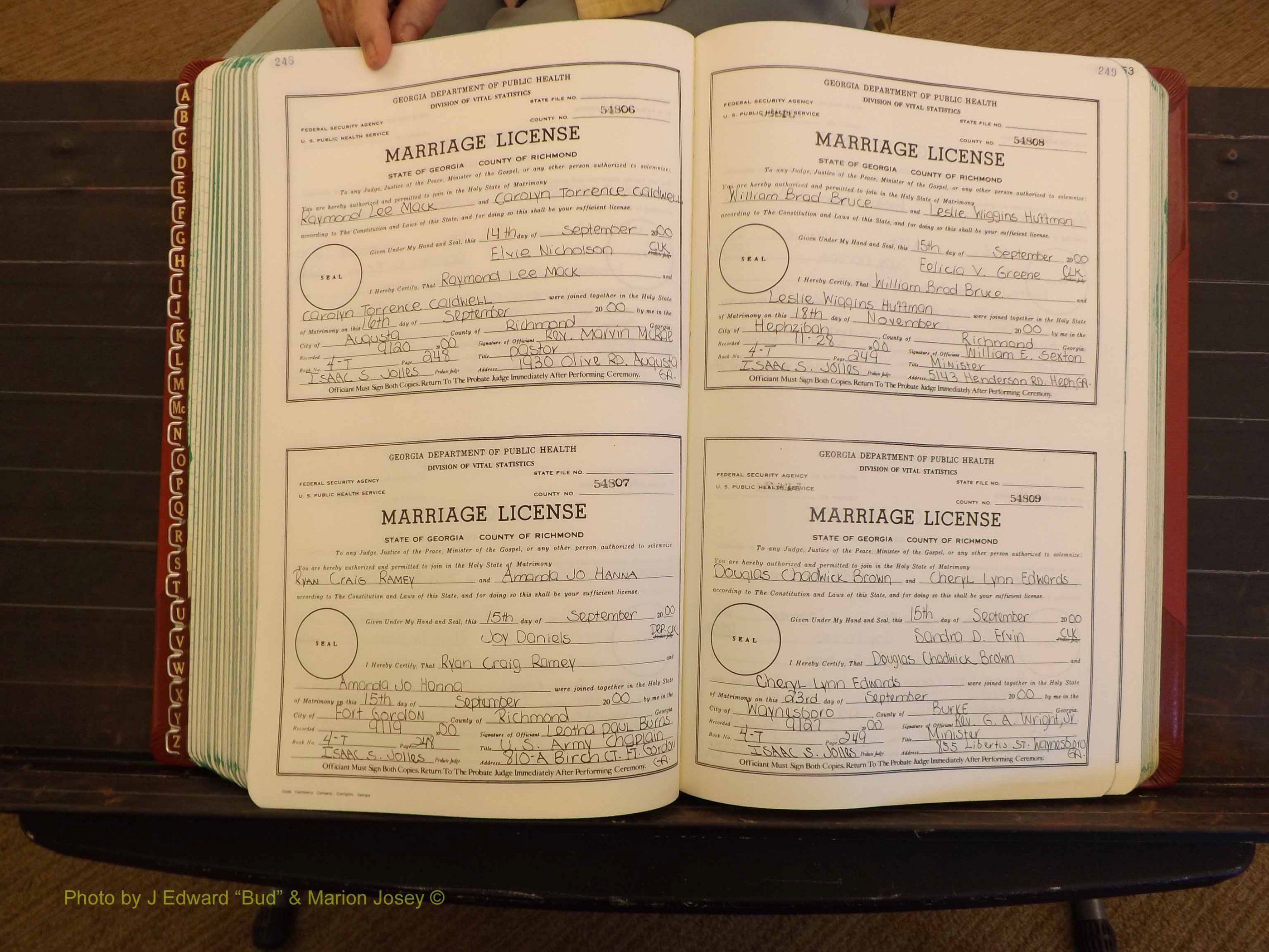 Richmond Marriages, 4 T, 2000-2001 P 248-249.JPG