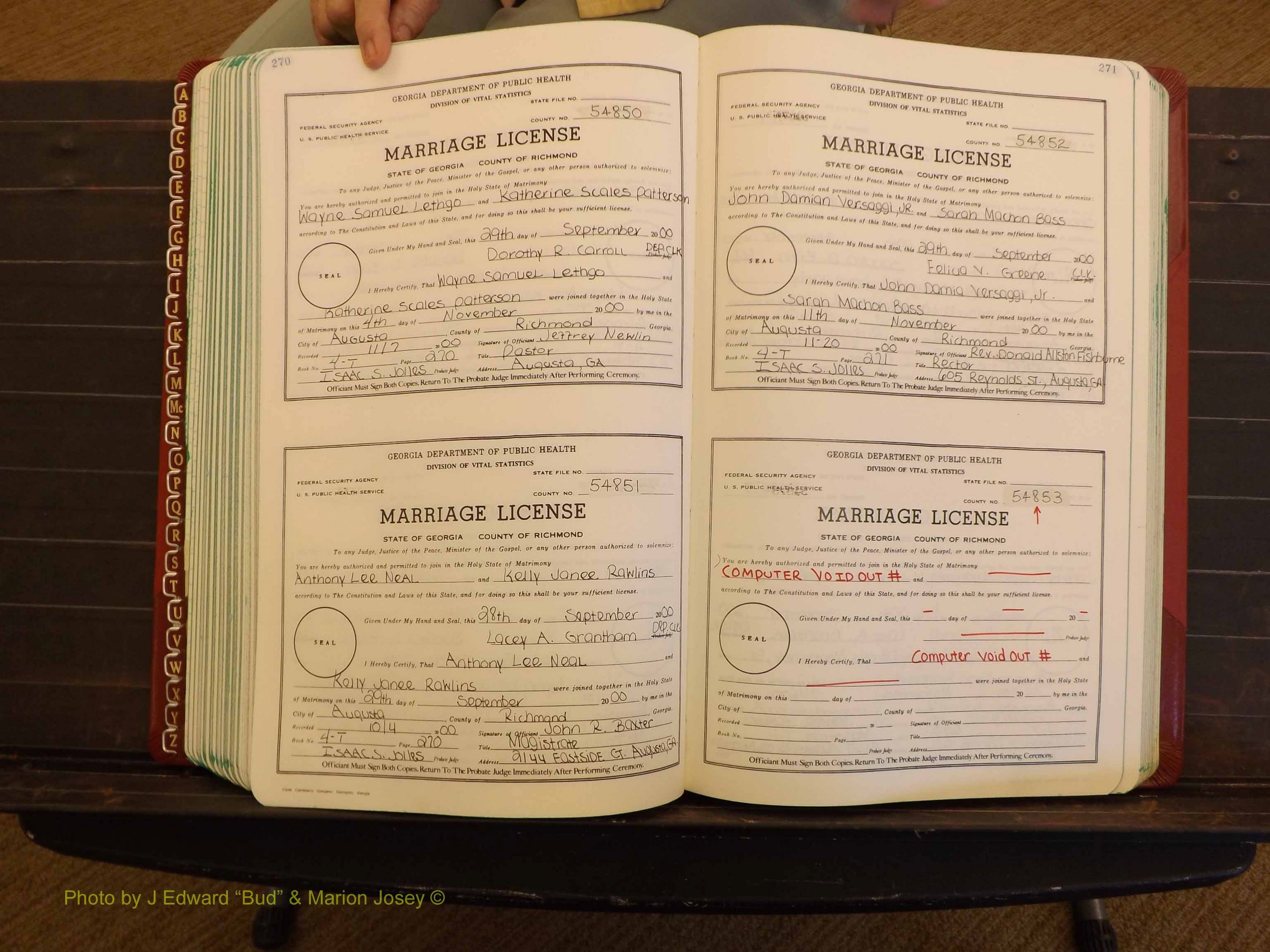 Richmond Marriages, 4 T, 2000-2001 P 270-271.JPG