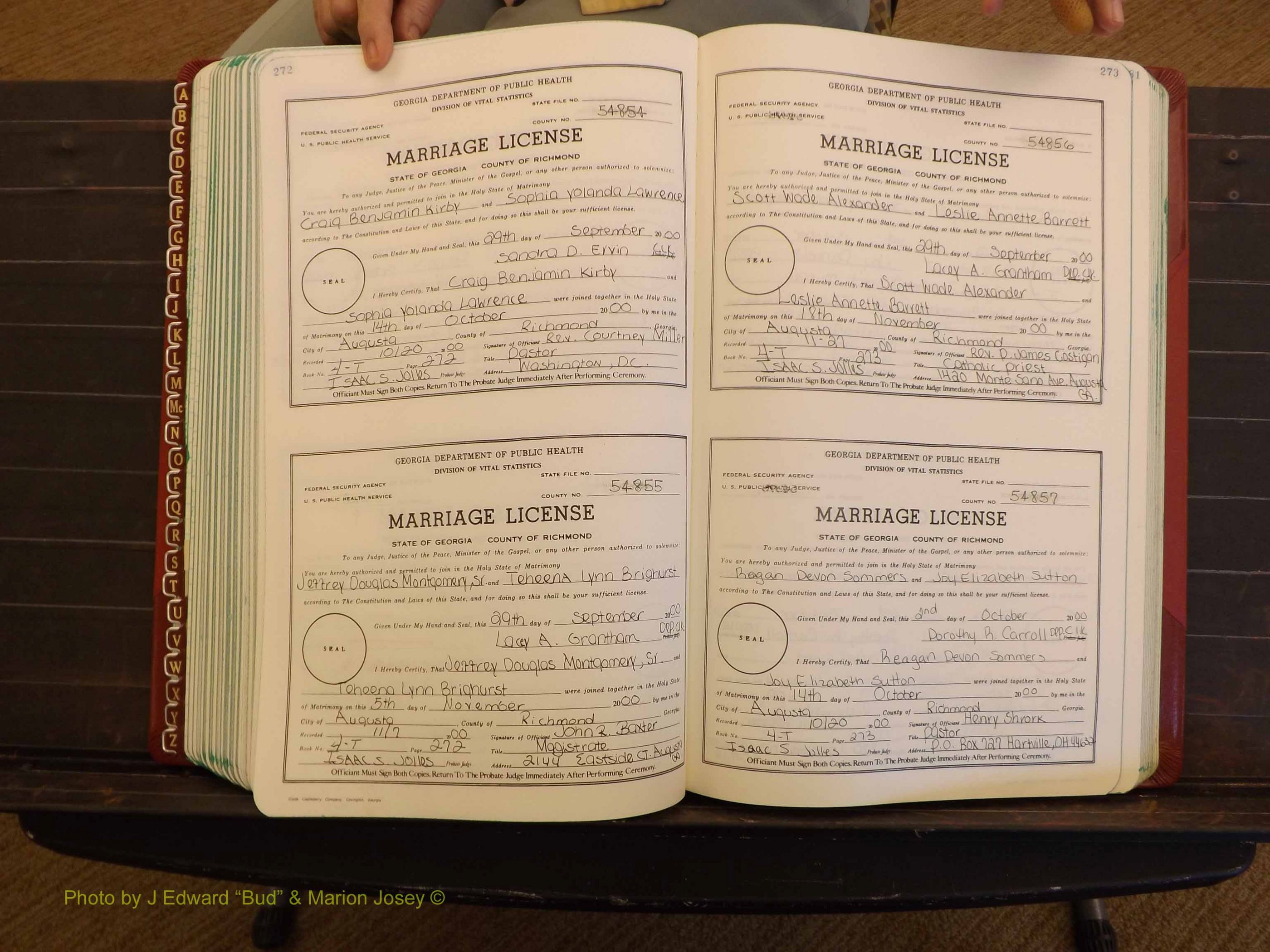 Richmond Marriages, 4 T, 2000-2001 P 272-273.JPG