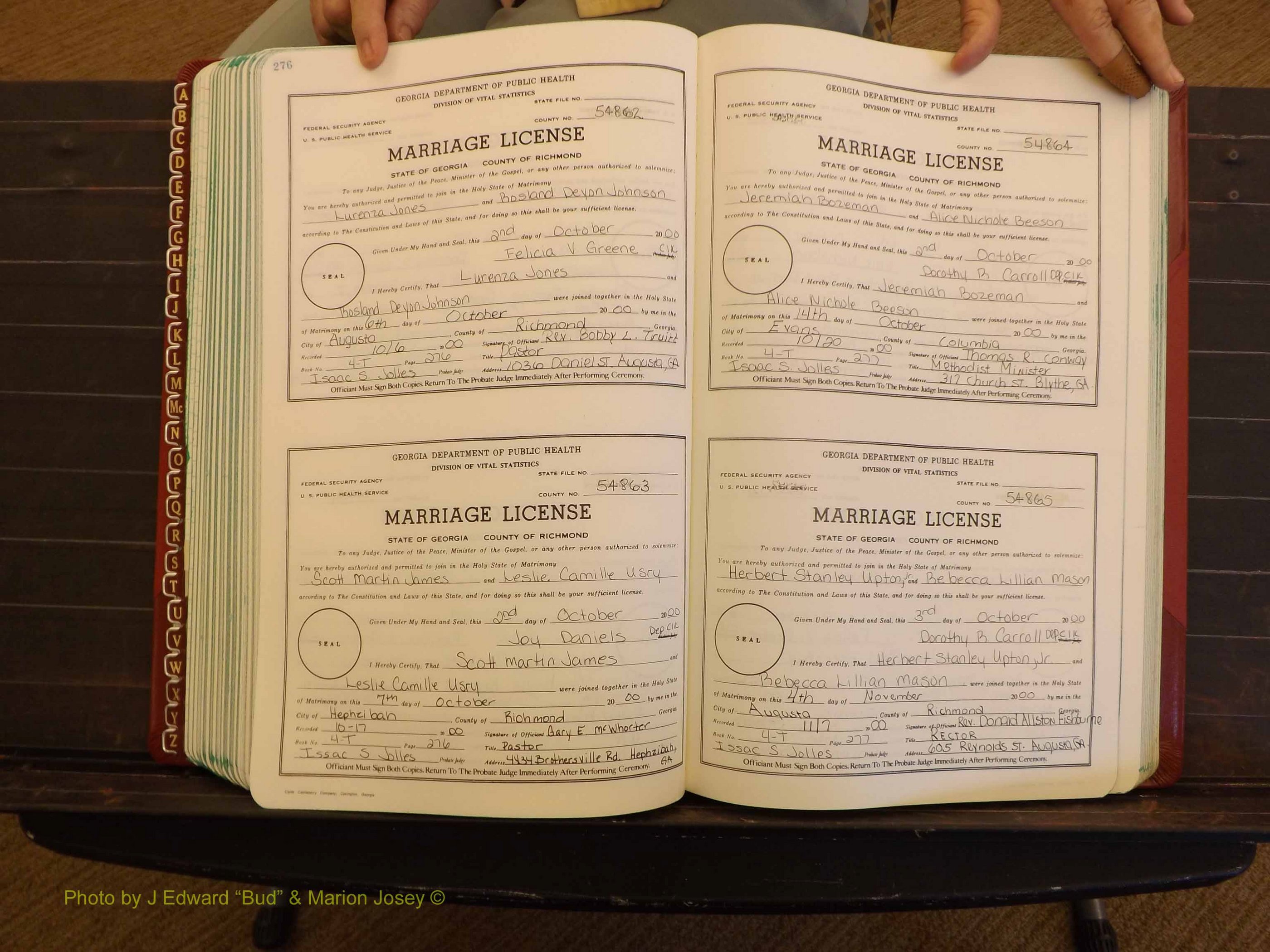 Richmond Marriages, 4 T, 2000-2001 P 276-277.JPG