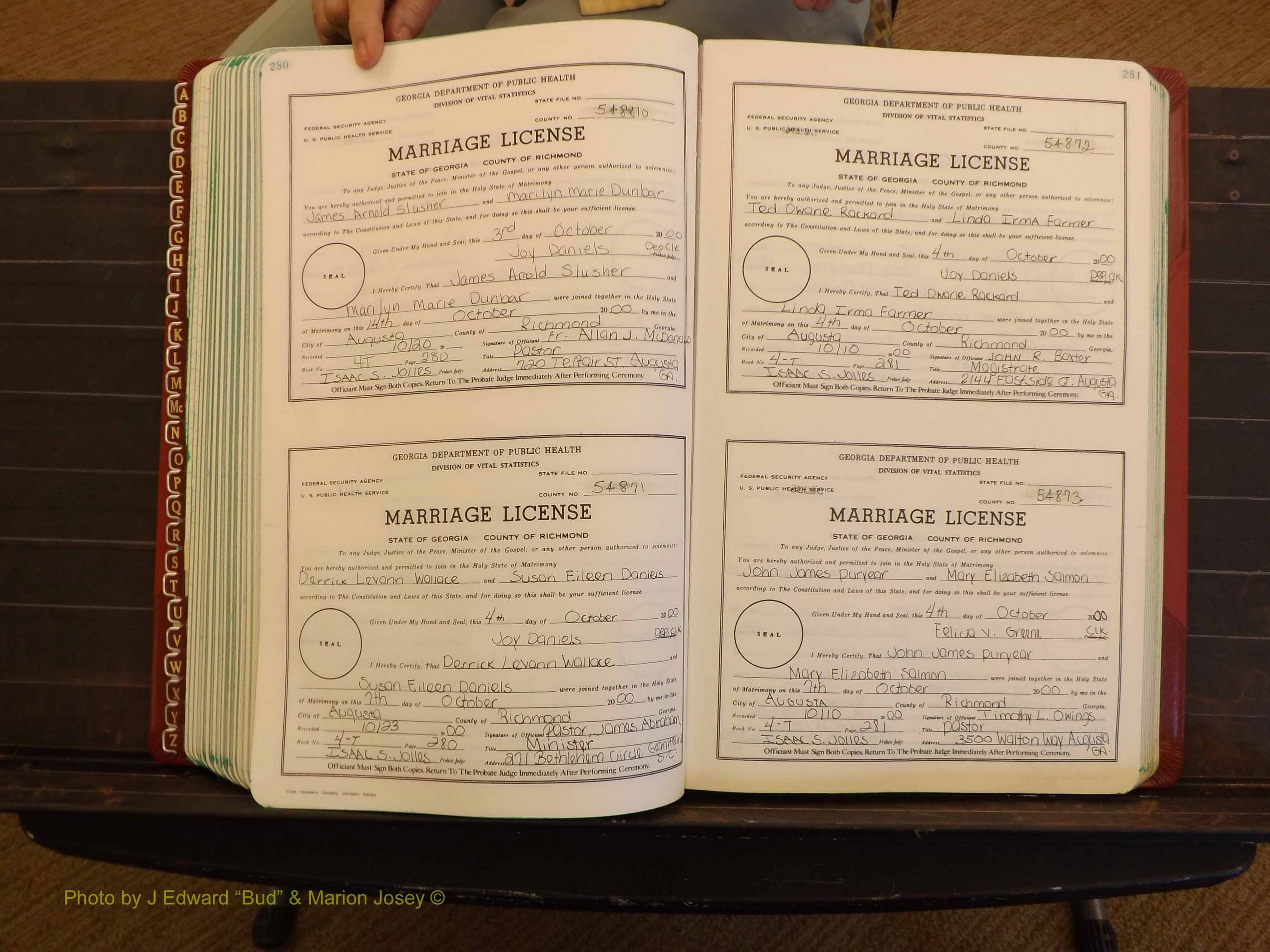 Richmond Marriages, 4 T, 2000-2001 P 280-281.JPG