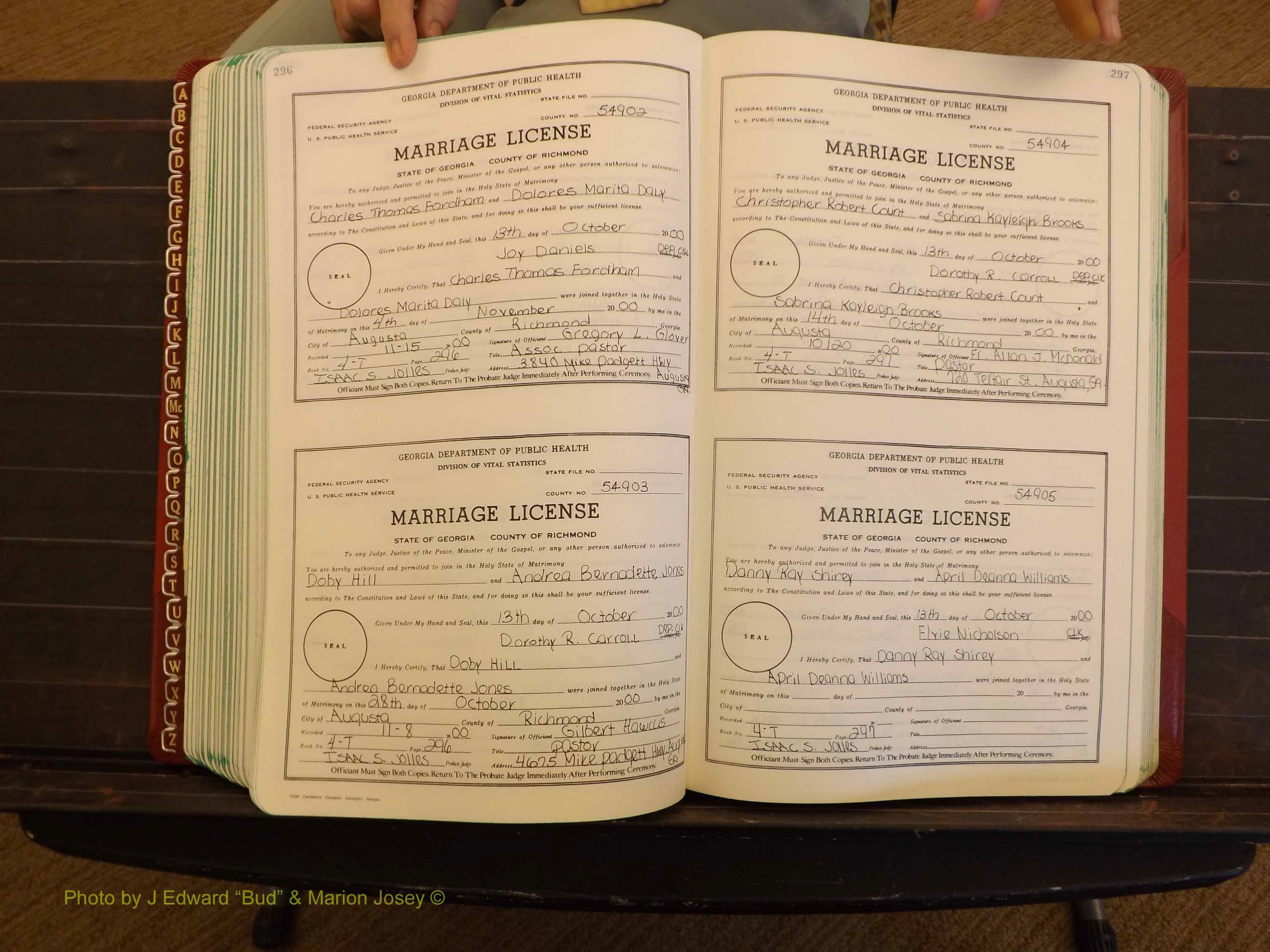 Richmond Marriages, 4 T, 2000-2001 P 296-297.JPG