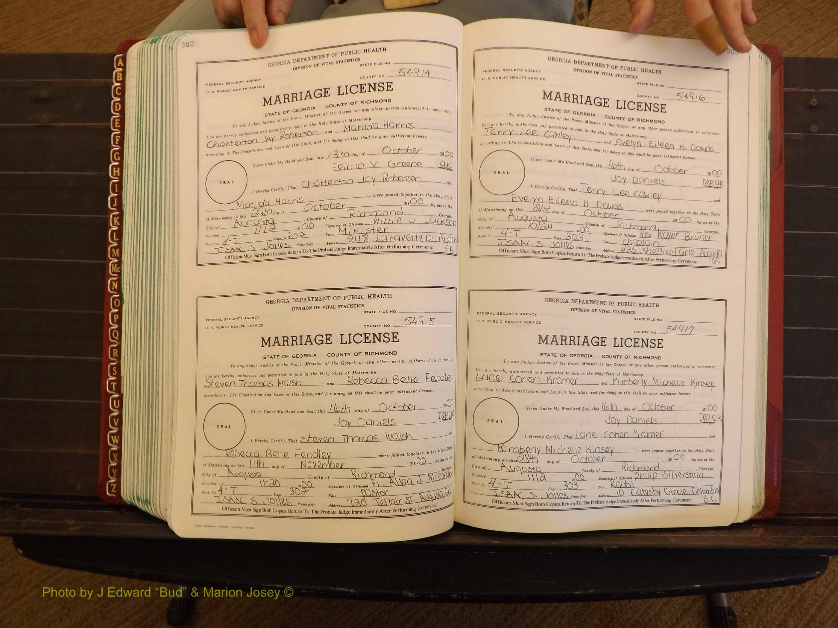 Richmond Marriages, 4 T, 2000-2001 P 302-303.JPG