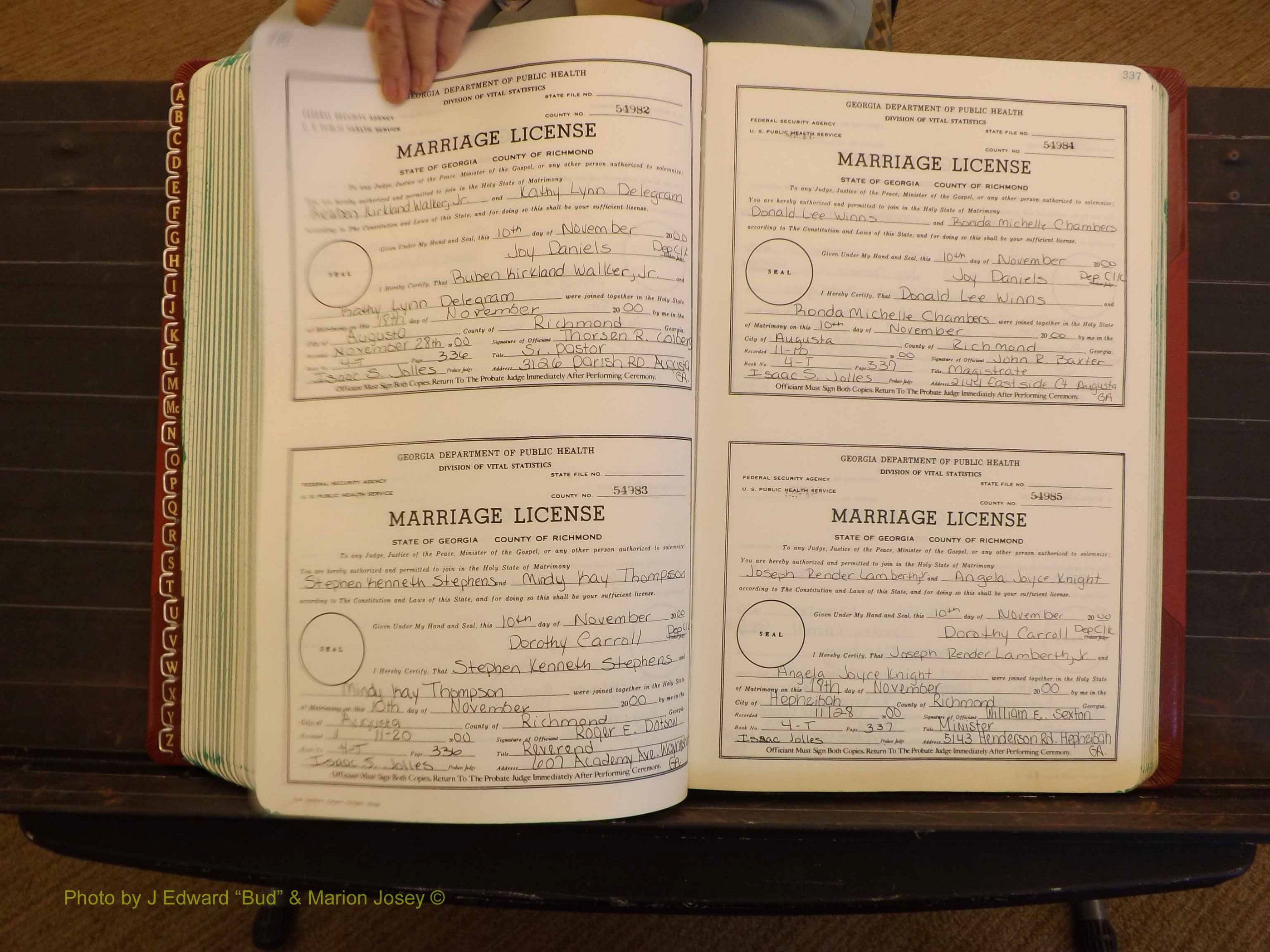 Richmond Marriages, 4 T, 2000-2001 P 336-337.JPG