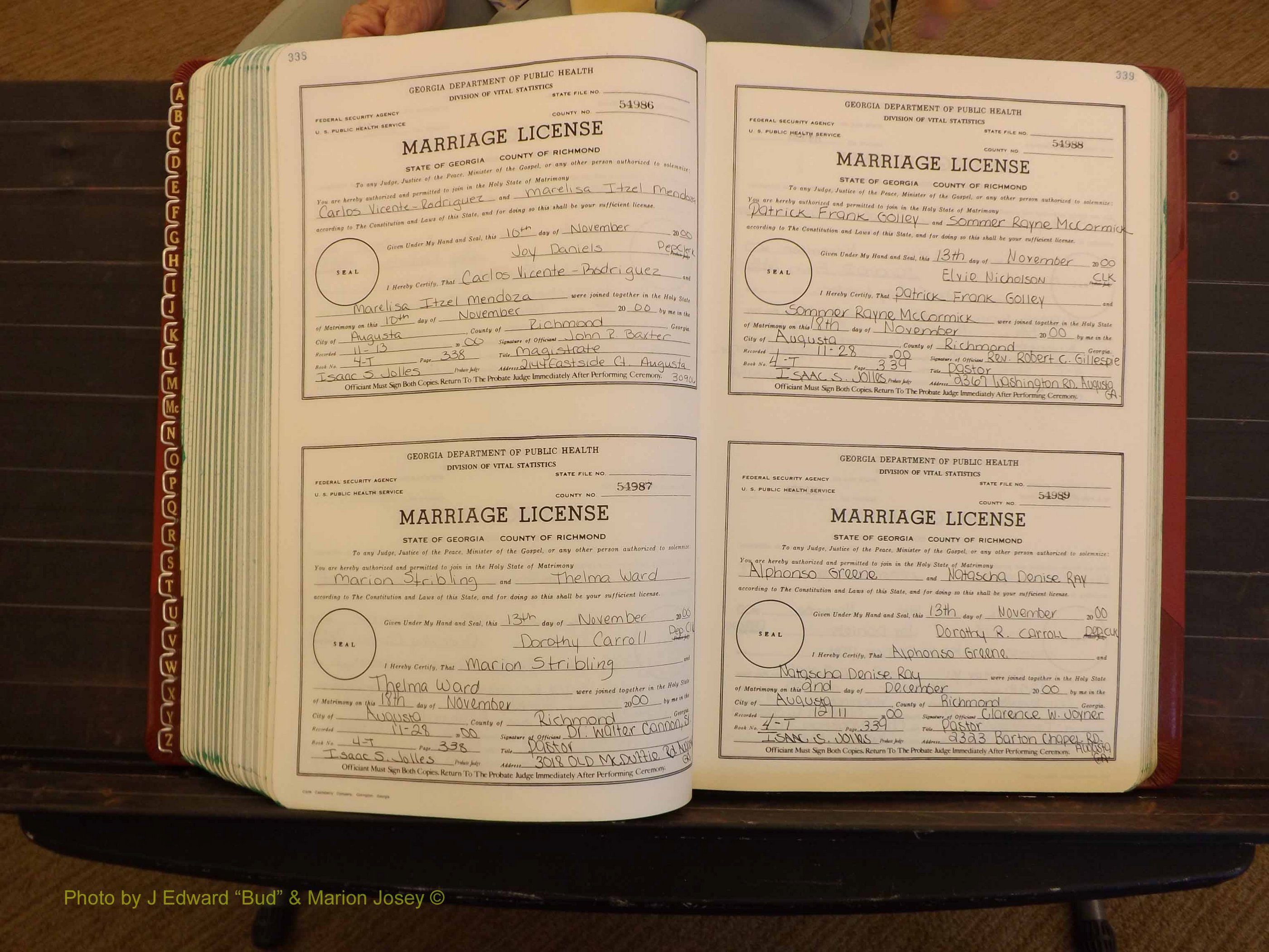 Richmond Marriages, 4 T, 2000-2001 P 338-339.JPG