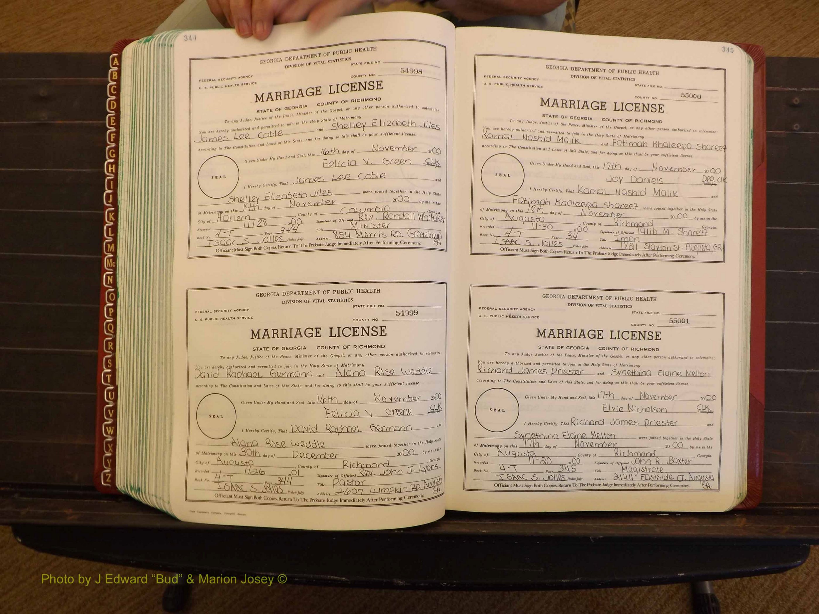 Richmond Marriages, 4 T, 2000-2001 P 344-345.JPG