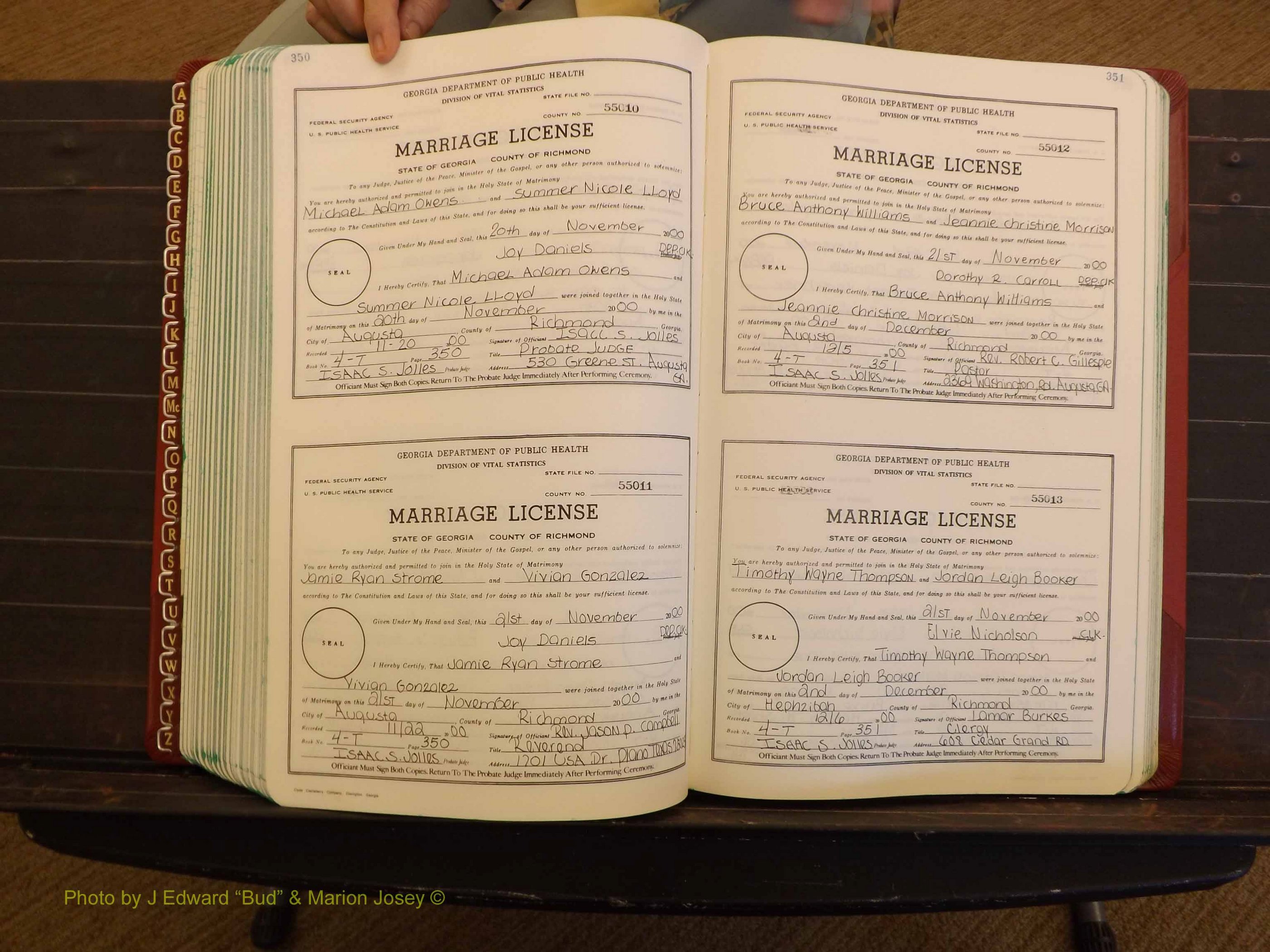 Richmond Marriages, 4 T, 2000-2001 P 350-351.JPG