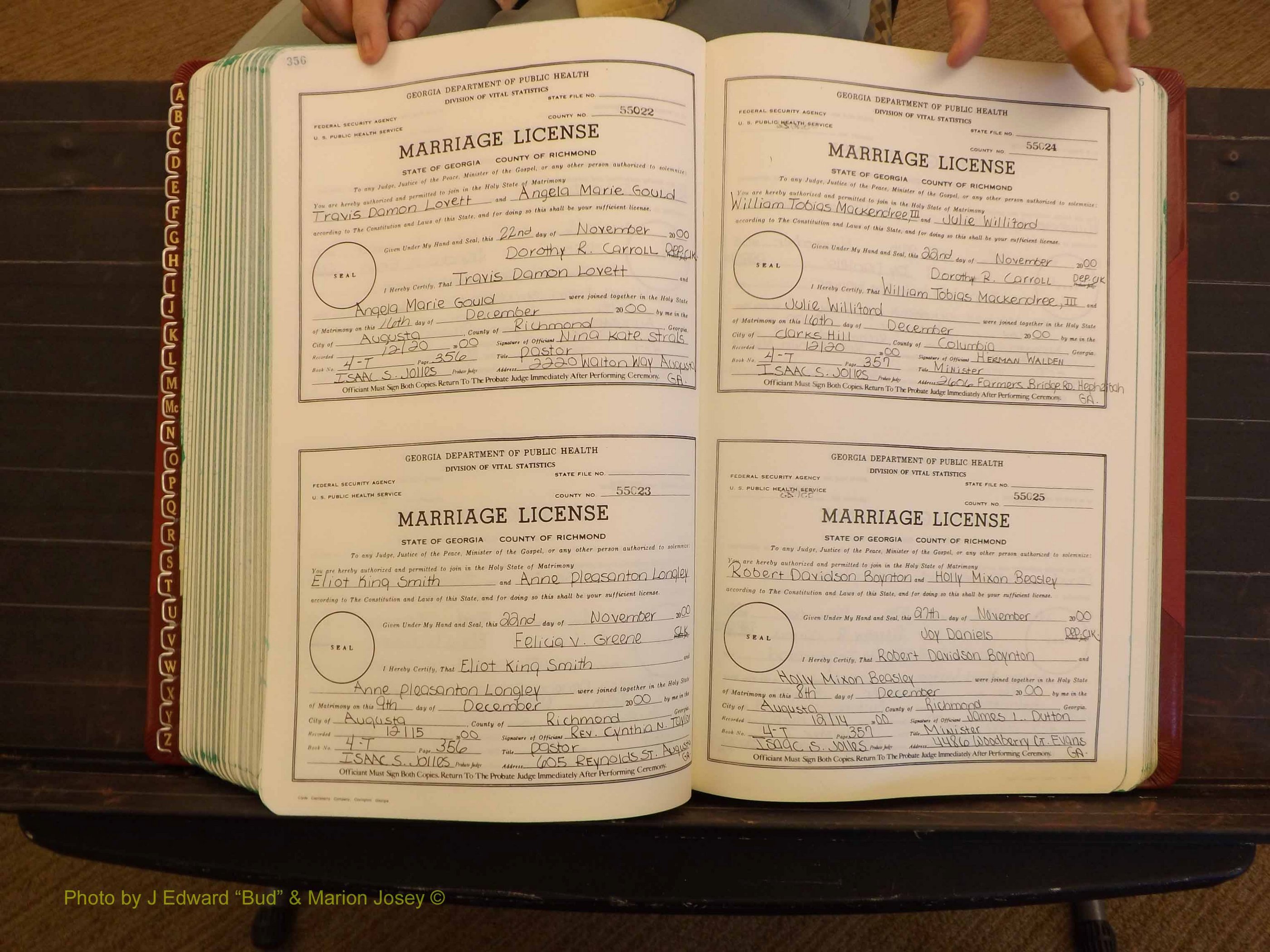 Richmond Marriages, 4 T, 2000-2001 P 356-357.JPG