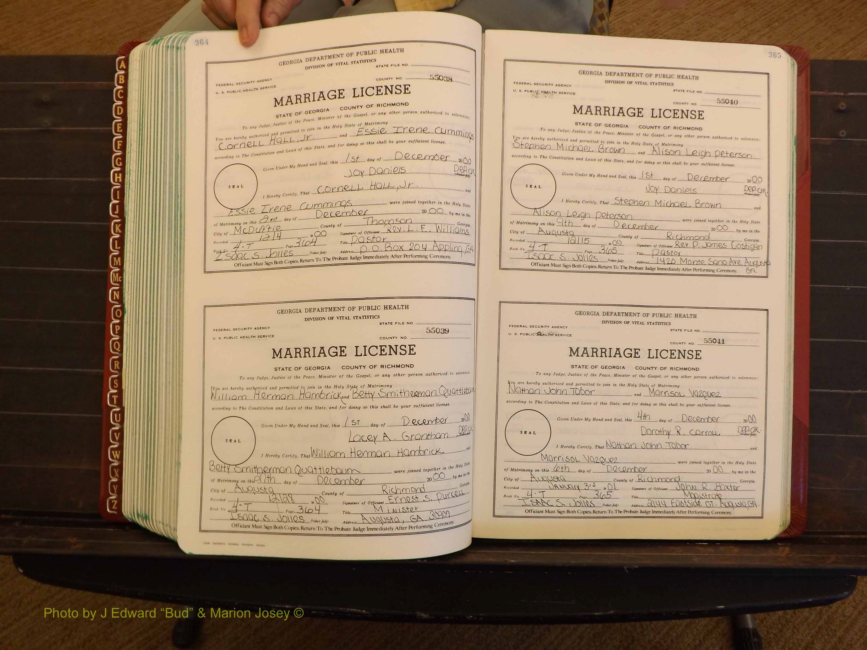 Richmond Marriages, 4 T, 2000-2001 P 364-365.JPG