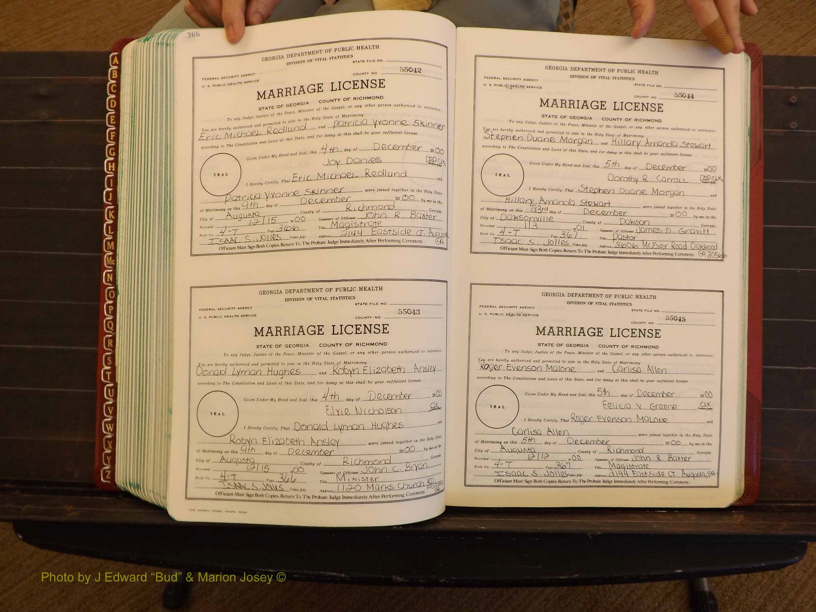 Richmond Marriages, 4 T, 2000-2001 P 366-367.JPG