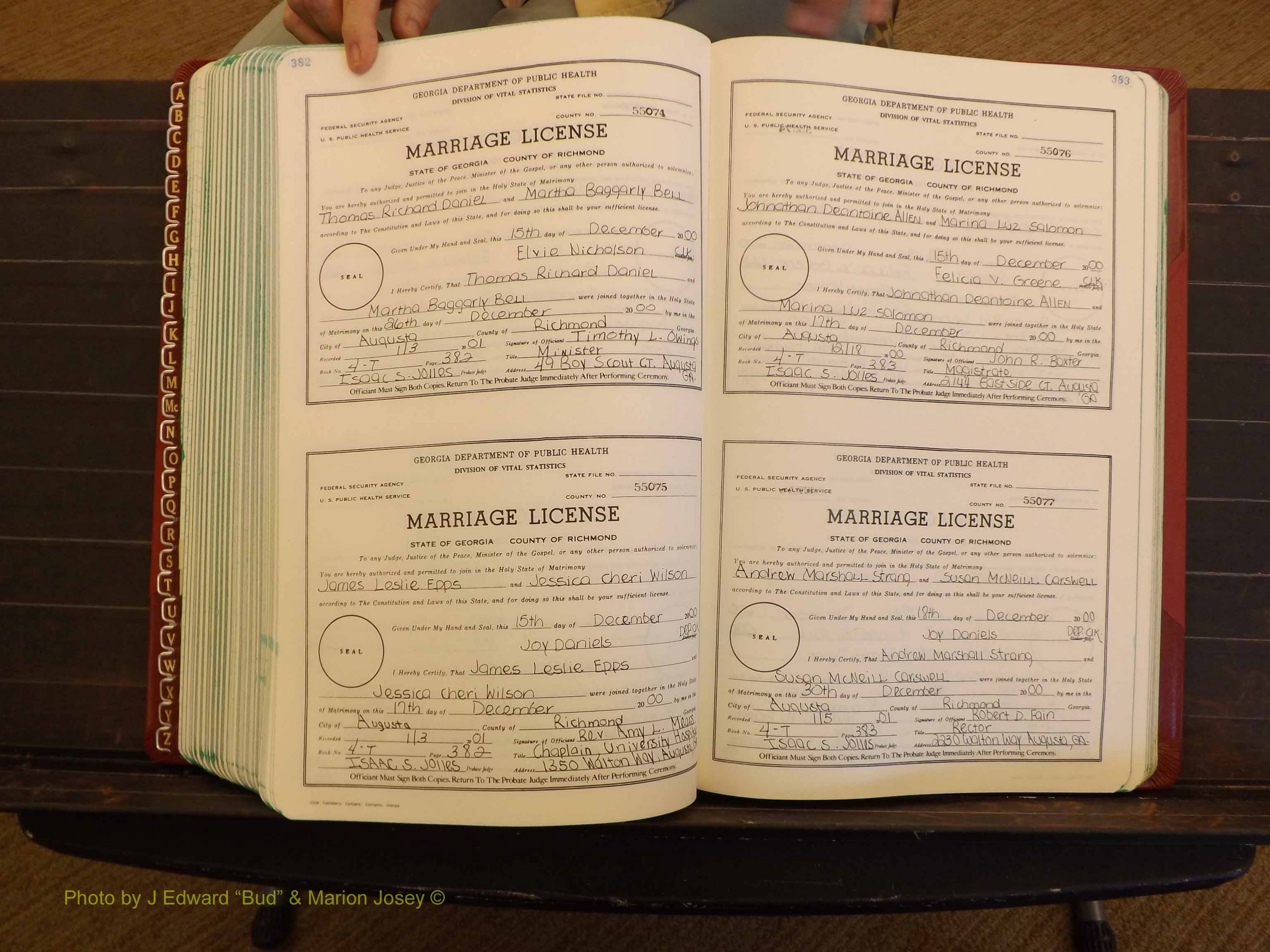 Richmond Marriages, 4 T, 2000-2001 P 382-383.JPG