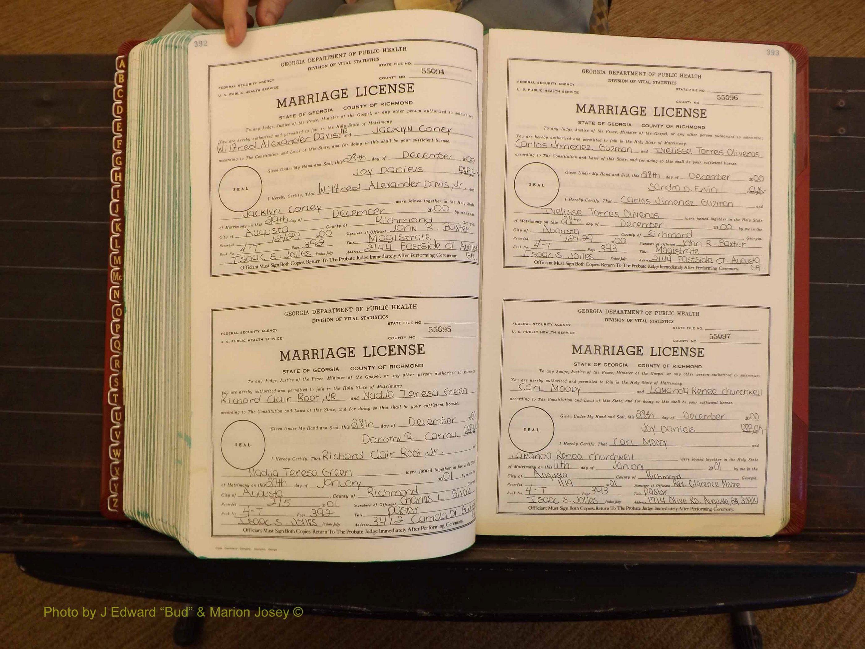 Richmond Marriages, 4 T, 2000-2001 P 392-393.JPG