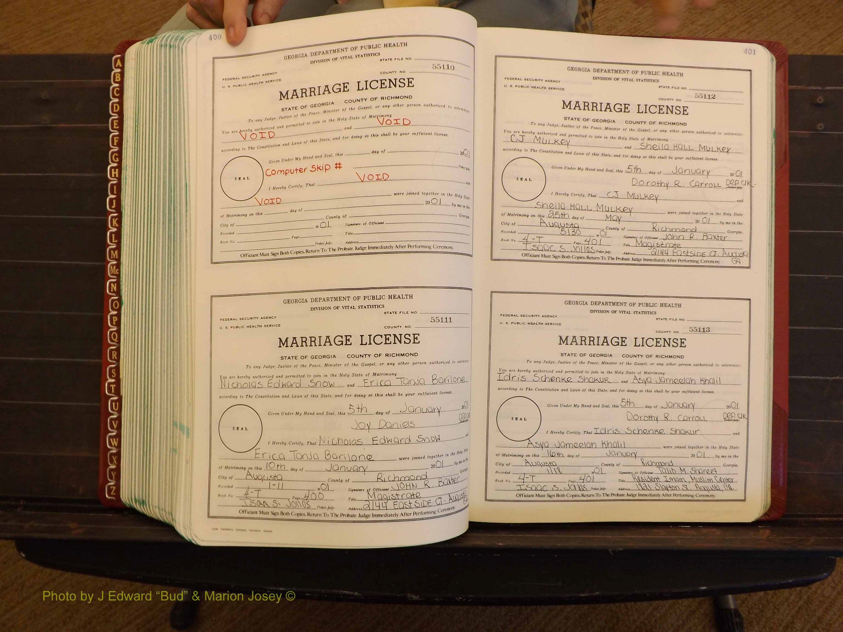 Richmond Marriages, 4 T, 2000-2001 P 400-401.JPG