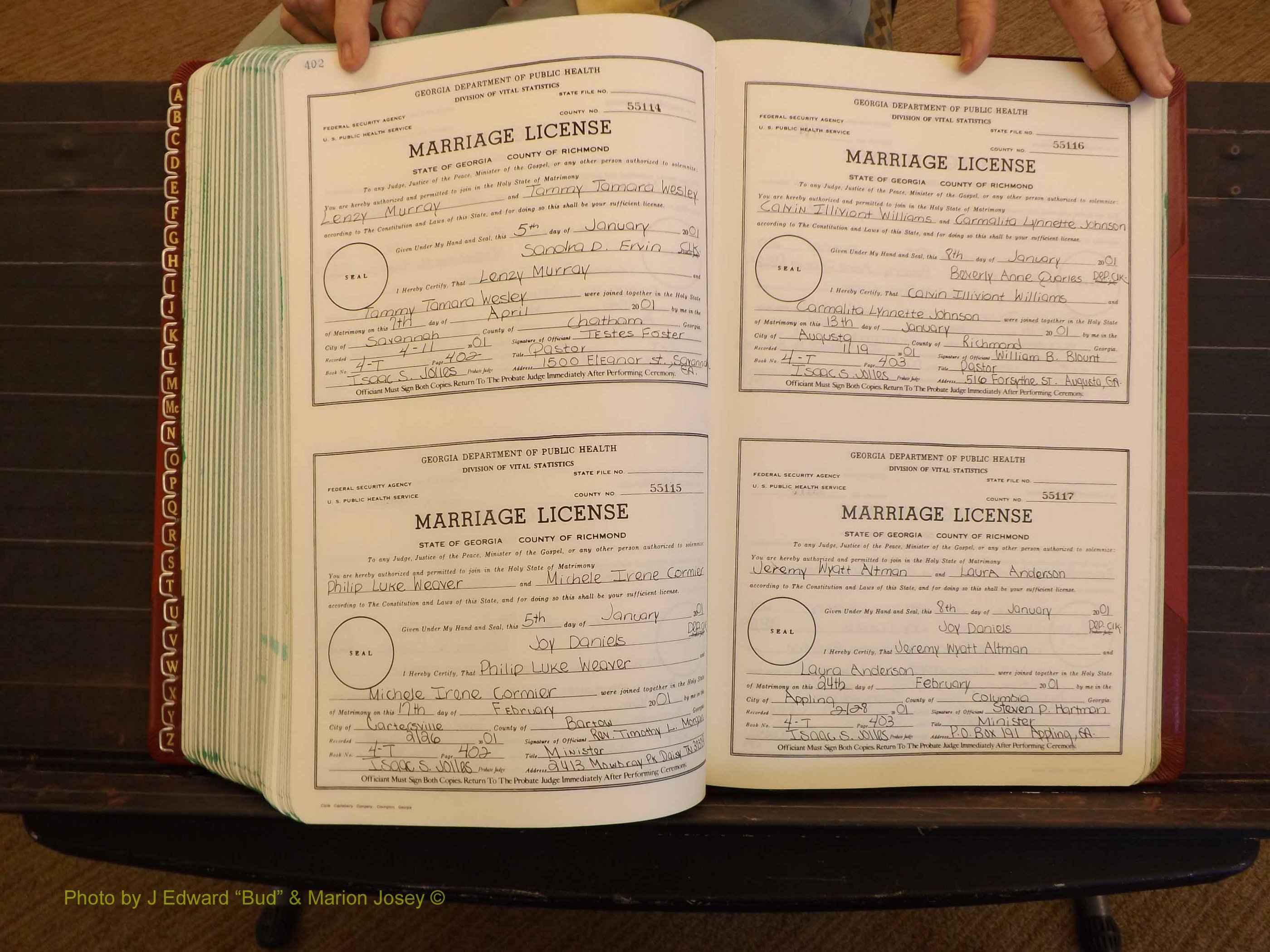 Richmond Marriages, 4 T, 2000-2001 P 402-403.JPG