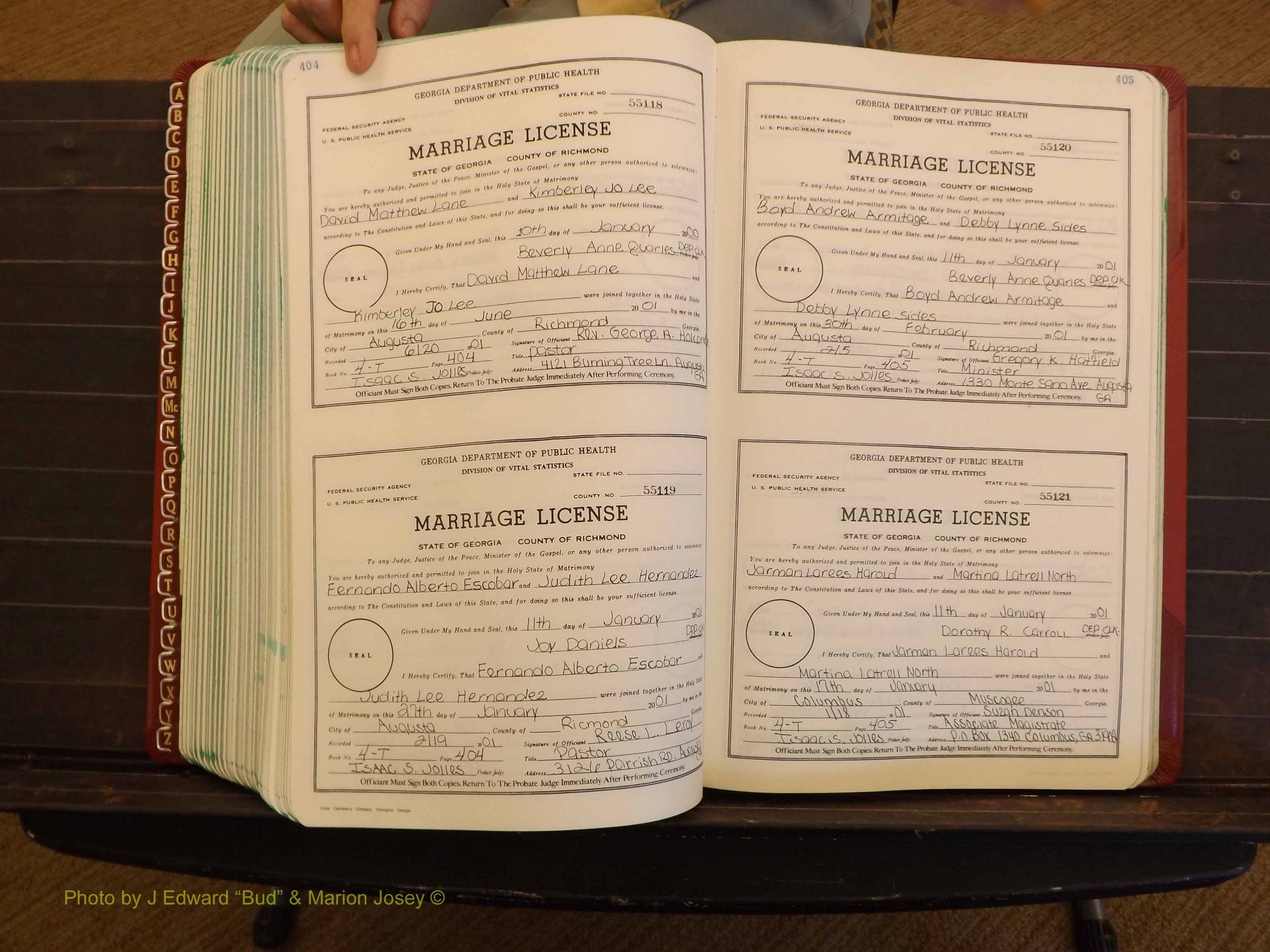 Richmond Marriages, 4 T, 2000-2001 P 404-405.JPG