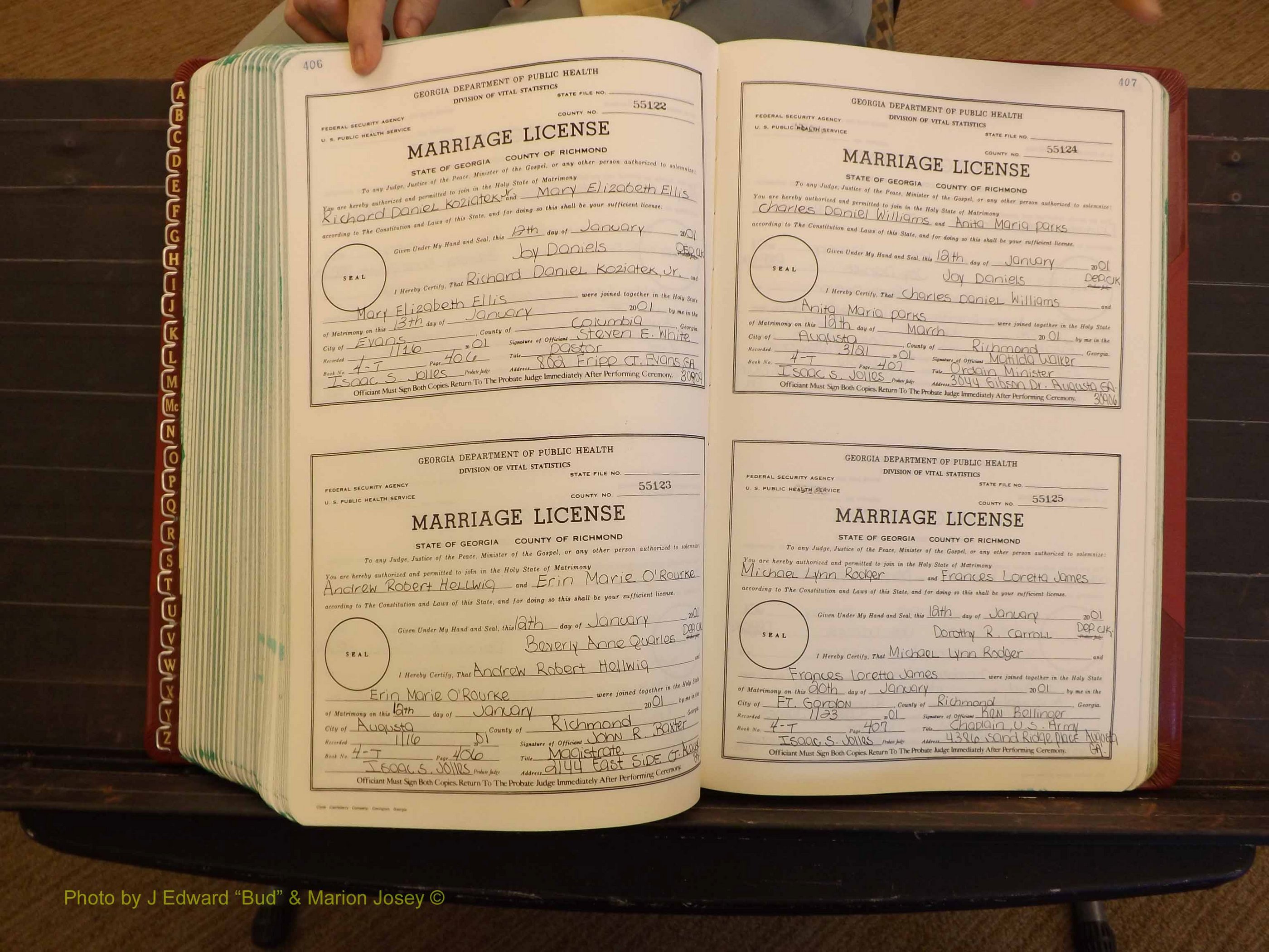 Richmond Marriages, 4 T, 2000-2001 P 406-407.JPG