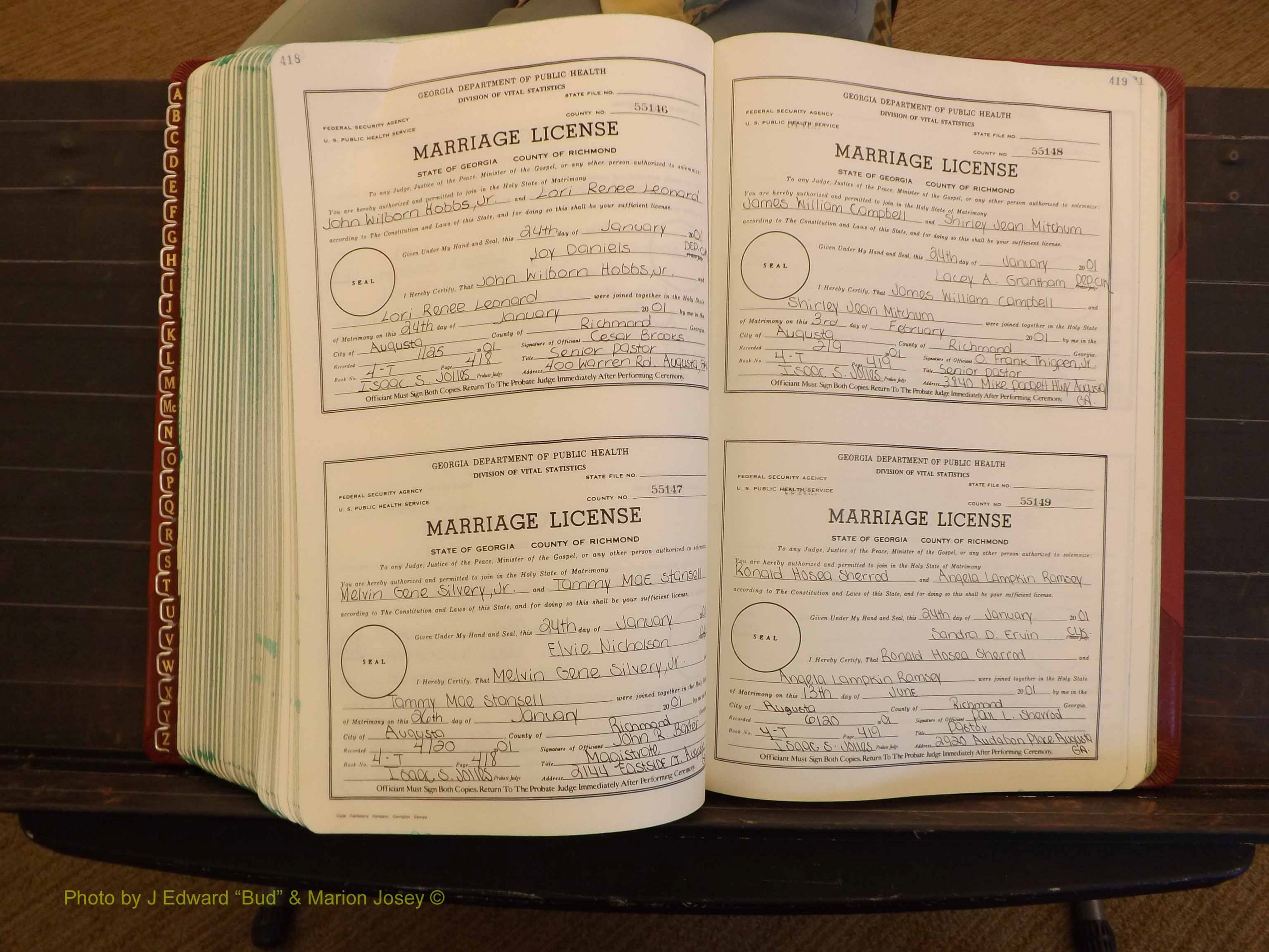 Richmond Marriages, 4 T, 2000-2001 P 418-419.JPG