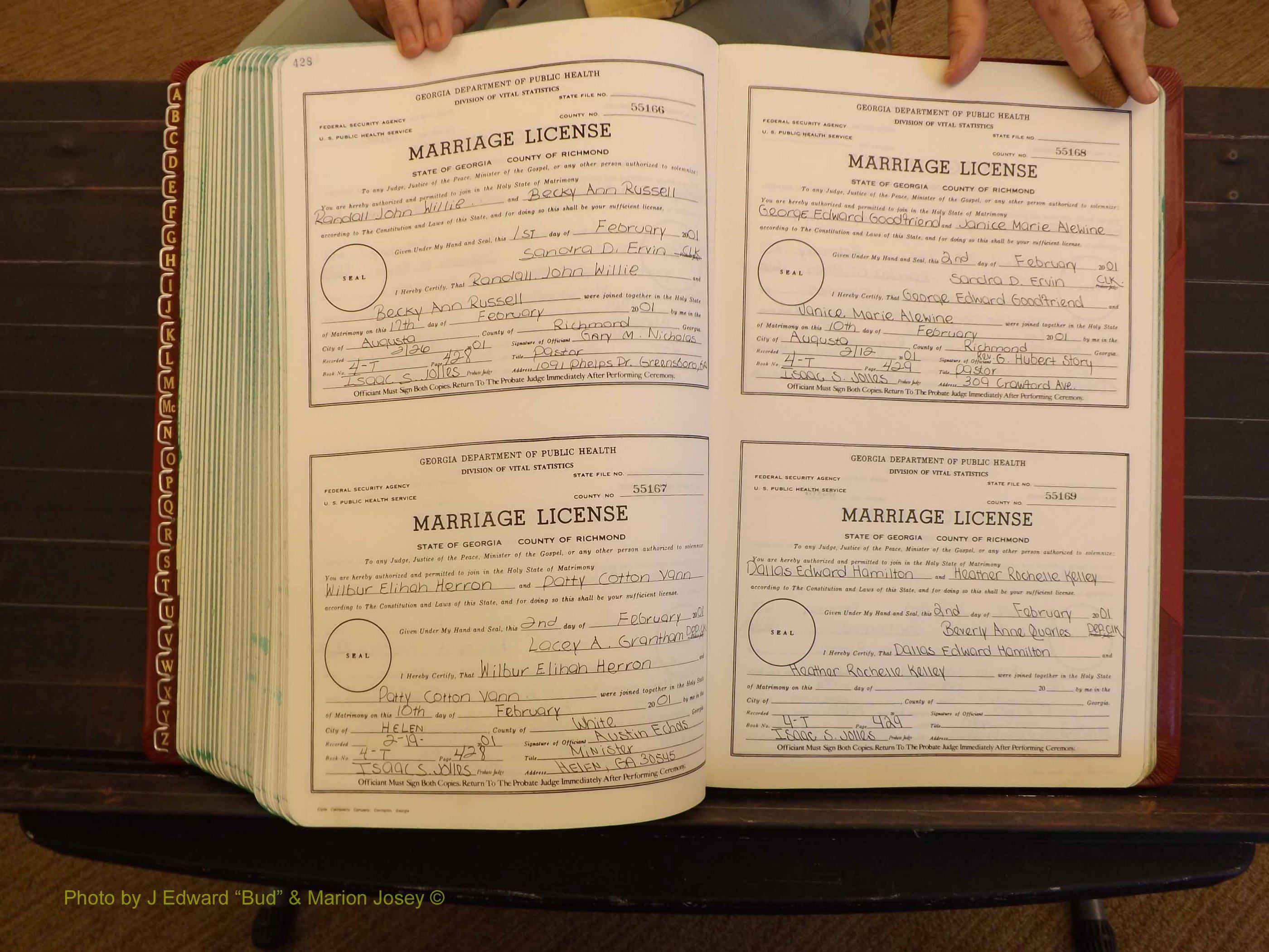 Richmond Marriages, 4 T, 2000-2001 P 428-429.JPG