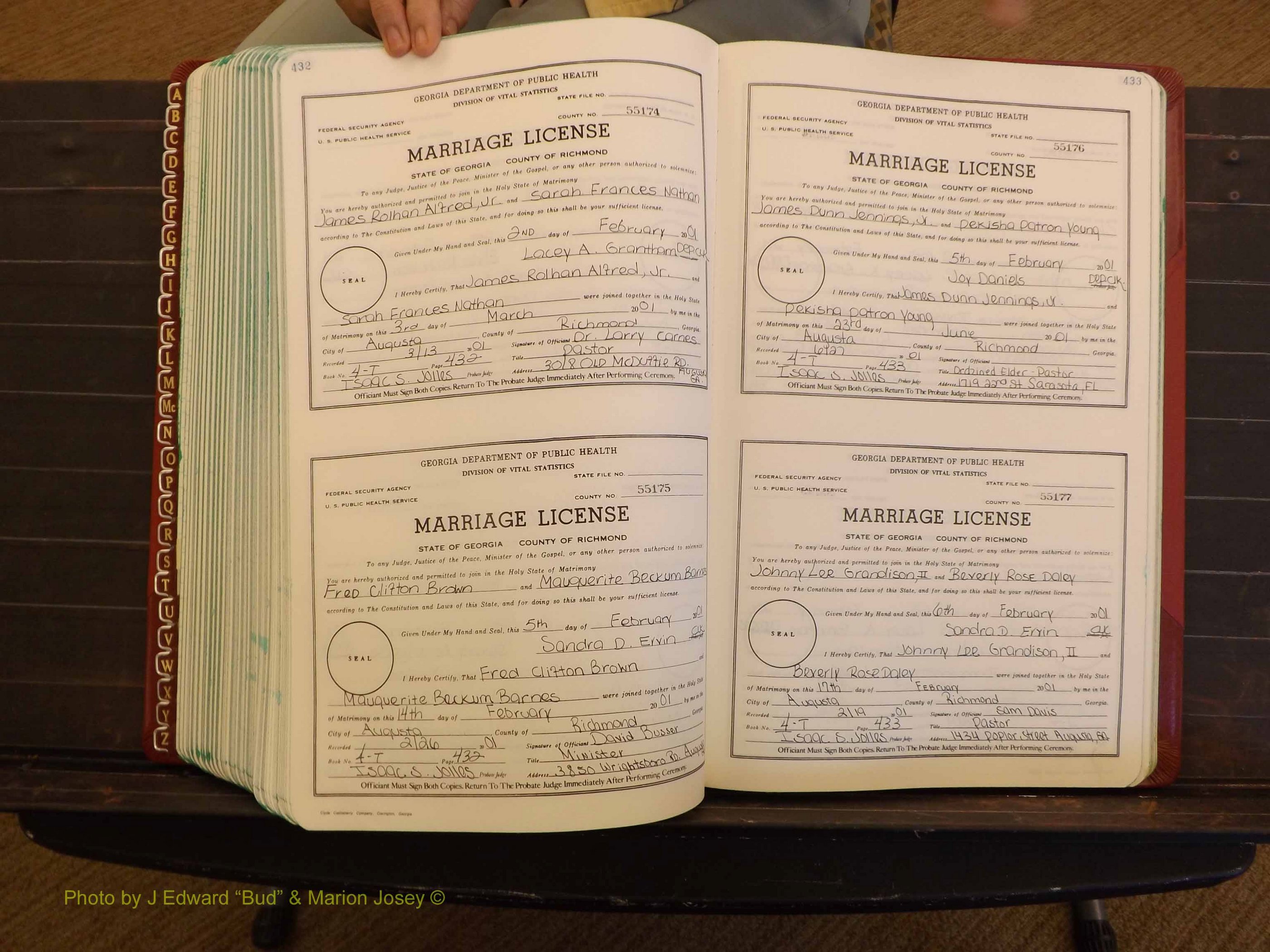 Richmond Marriages, 4 T, 2000-2001 P 432-433.JPG