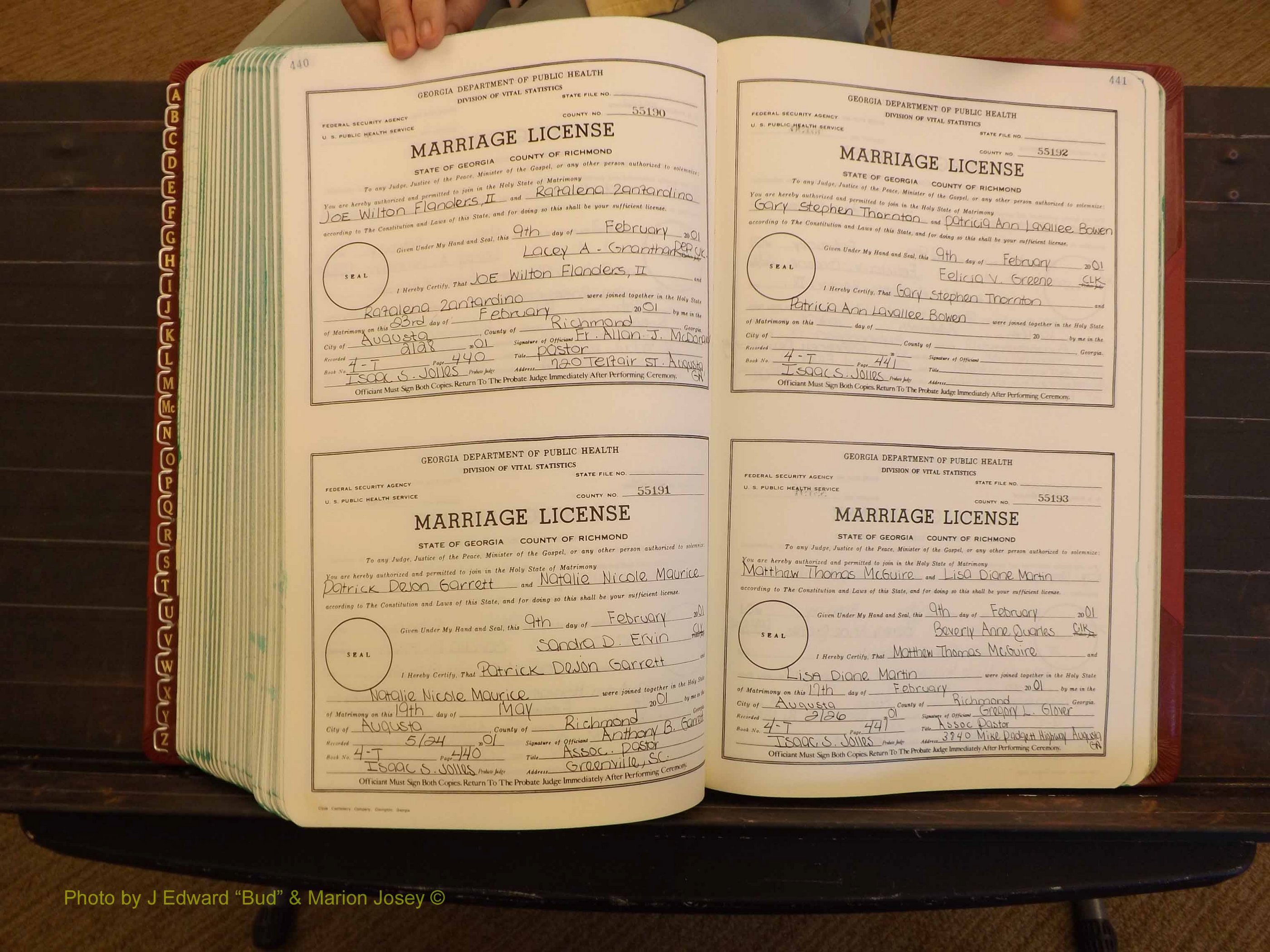 Richmond Marriages, 4 T, 2000-2001 P 440-441.JPG