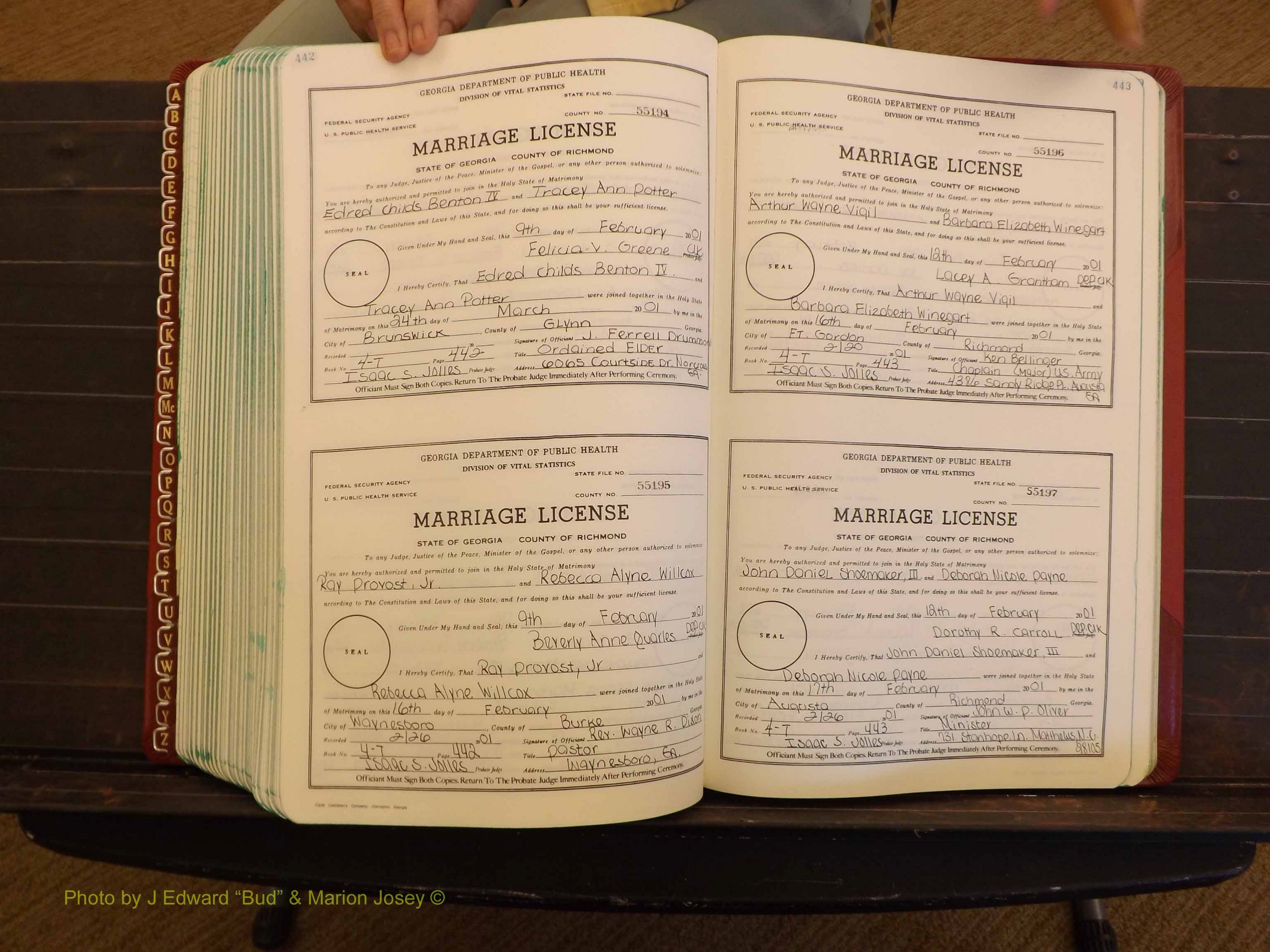 Richmond Marriages, 4 T, 2000-2001 P 442-443.JPG