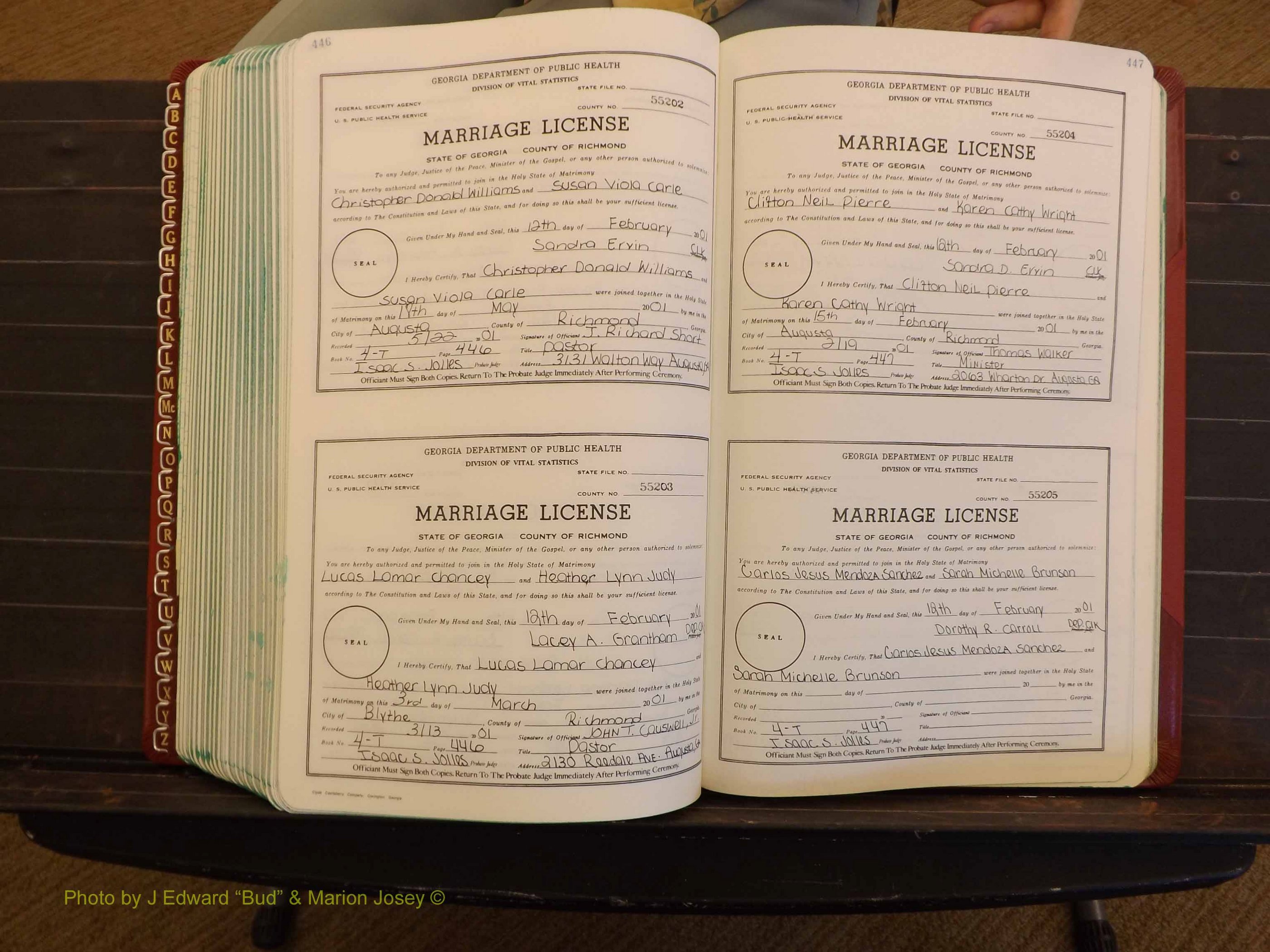 Richmond Marriages, 4 T, 2000-2001 P 446-447.JPG