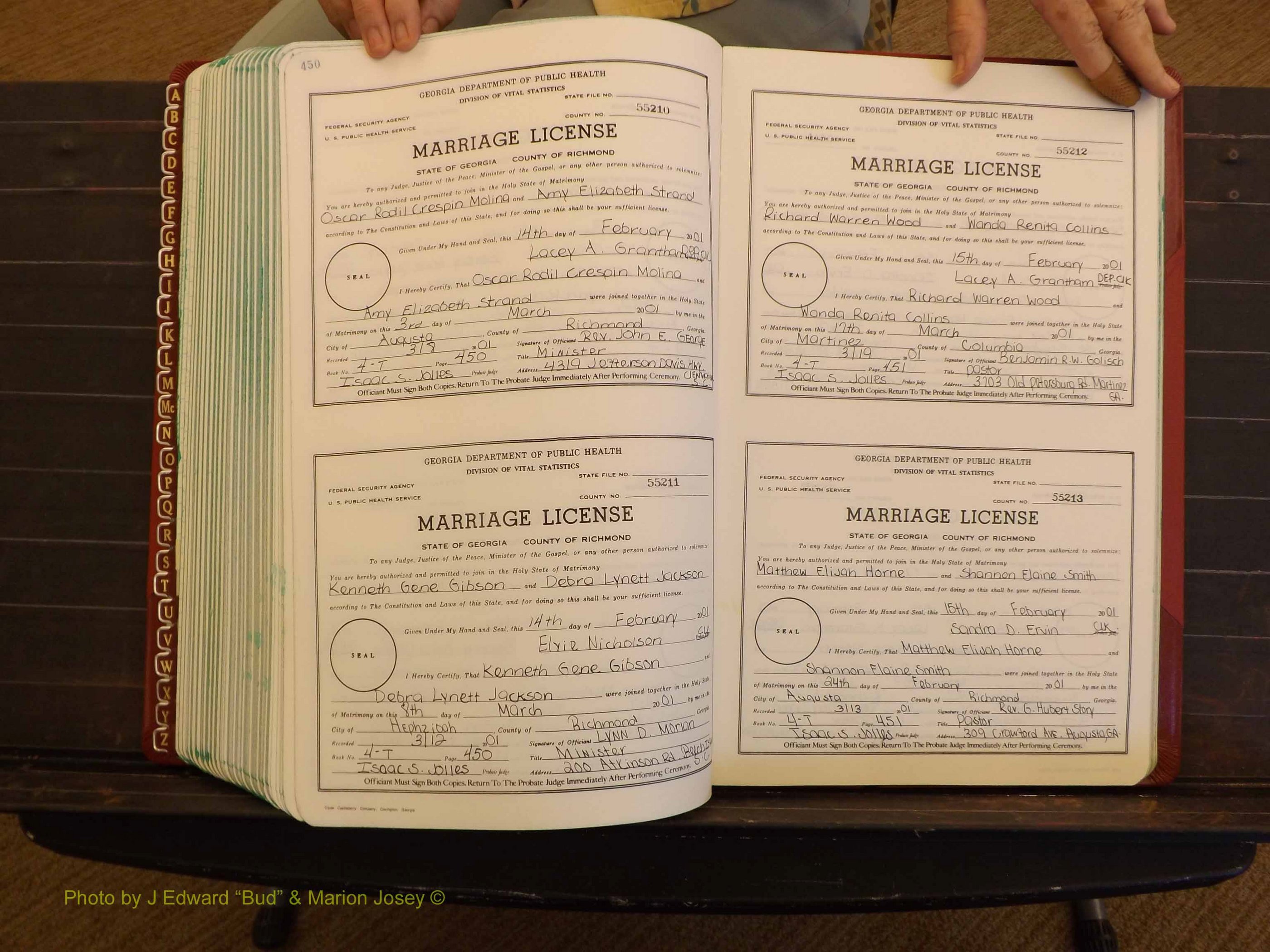 Richmond Marriages, 4 T, 2000-2001 P 450-451.JPG