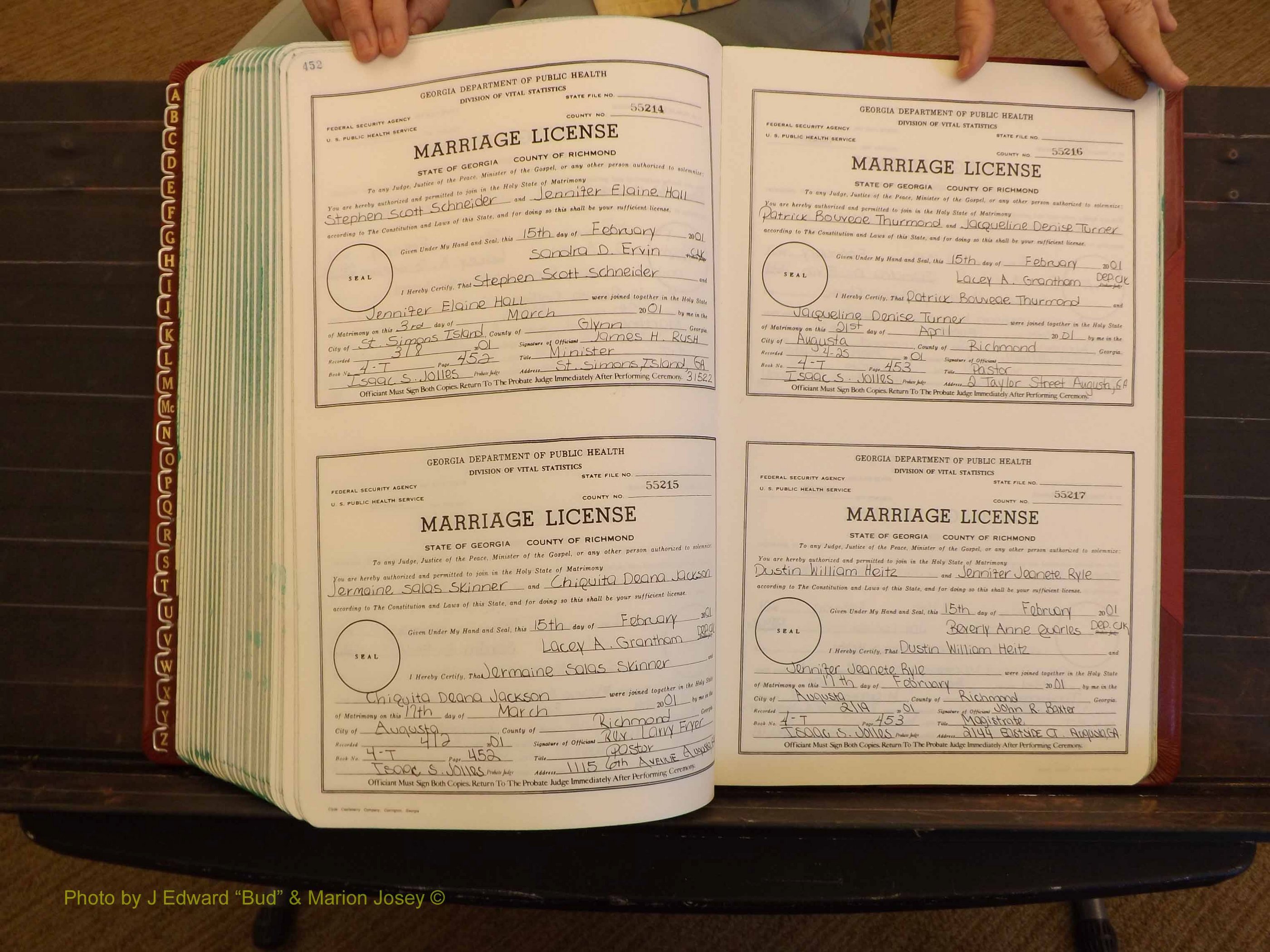 Richmond Marriages, 4 T, 2000-2001 P 452-453.JPG