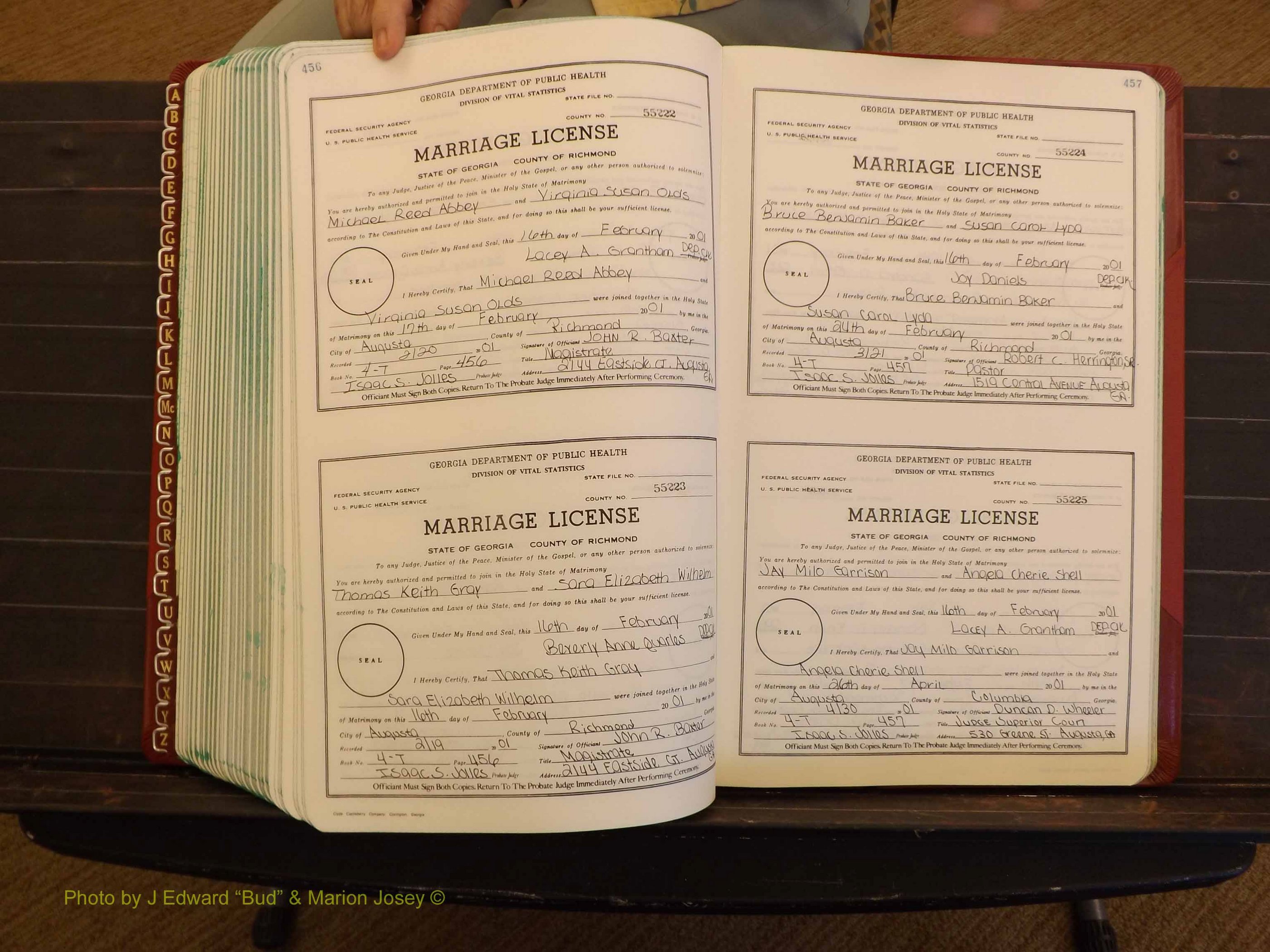 Richmond Marriages, 4 T, 2000-2001 P 456-457.JPG