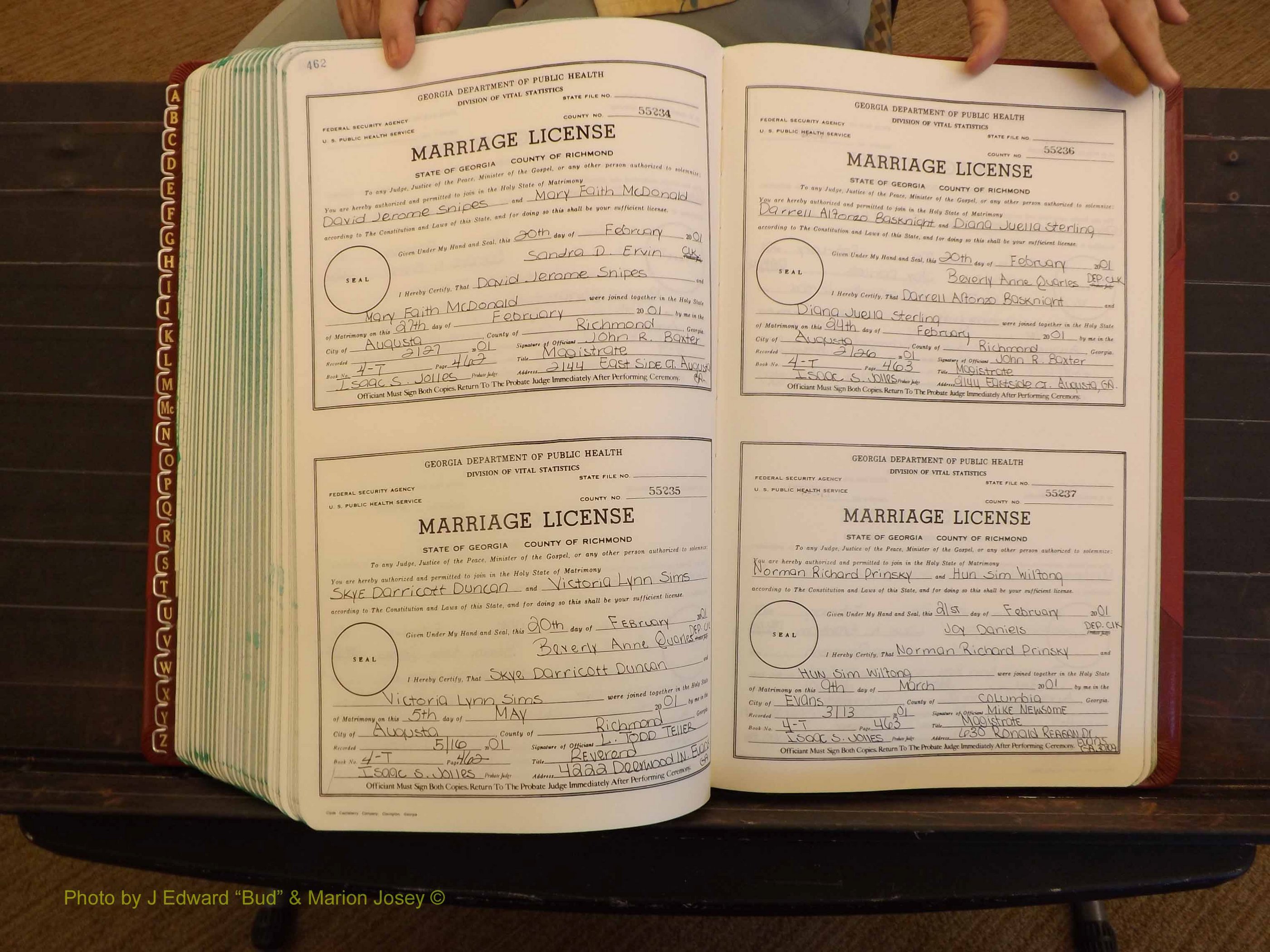 Richmond Marriages, 4 T, 2000-2001 P 462-463.JPG