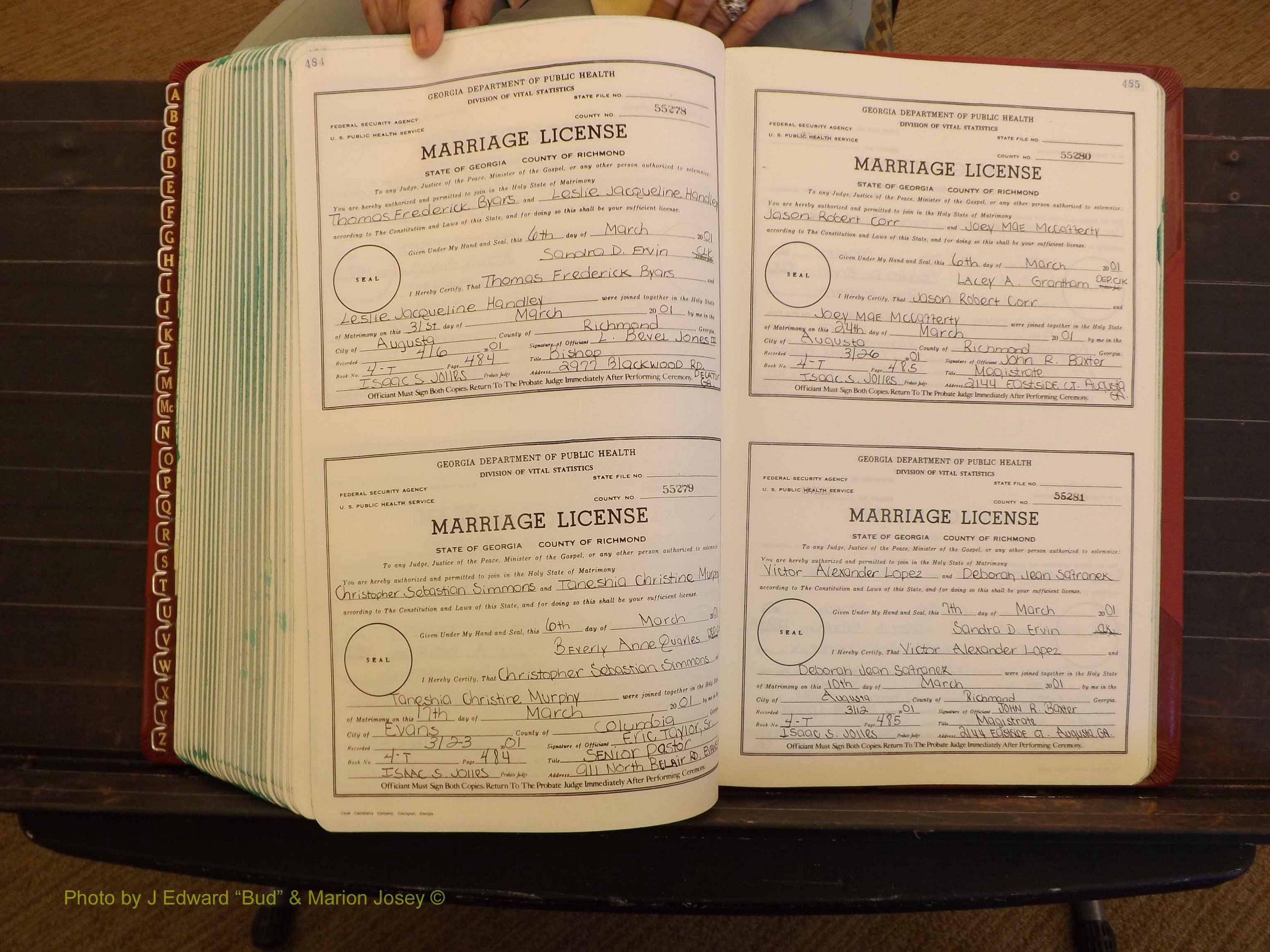 Richmond Marriages, 4 T, 2000-2001 P 484-485.JPG