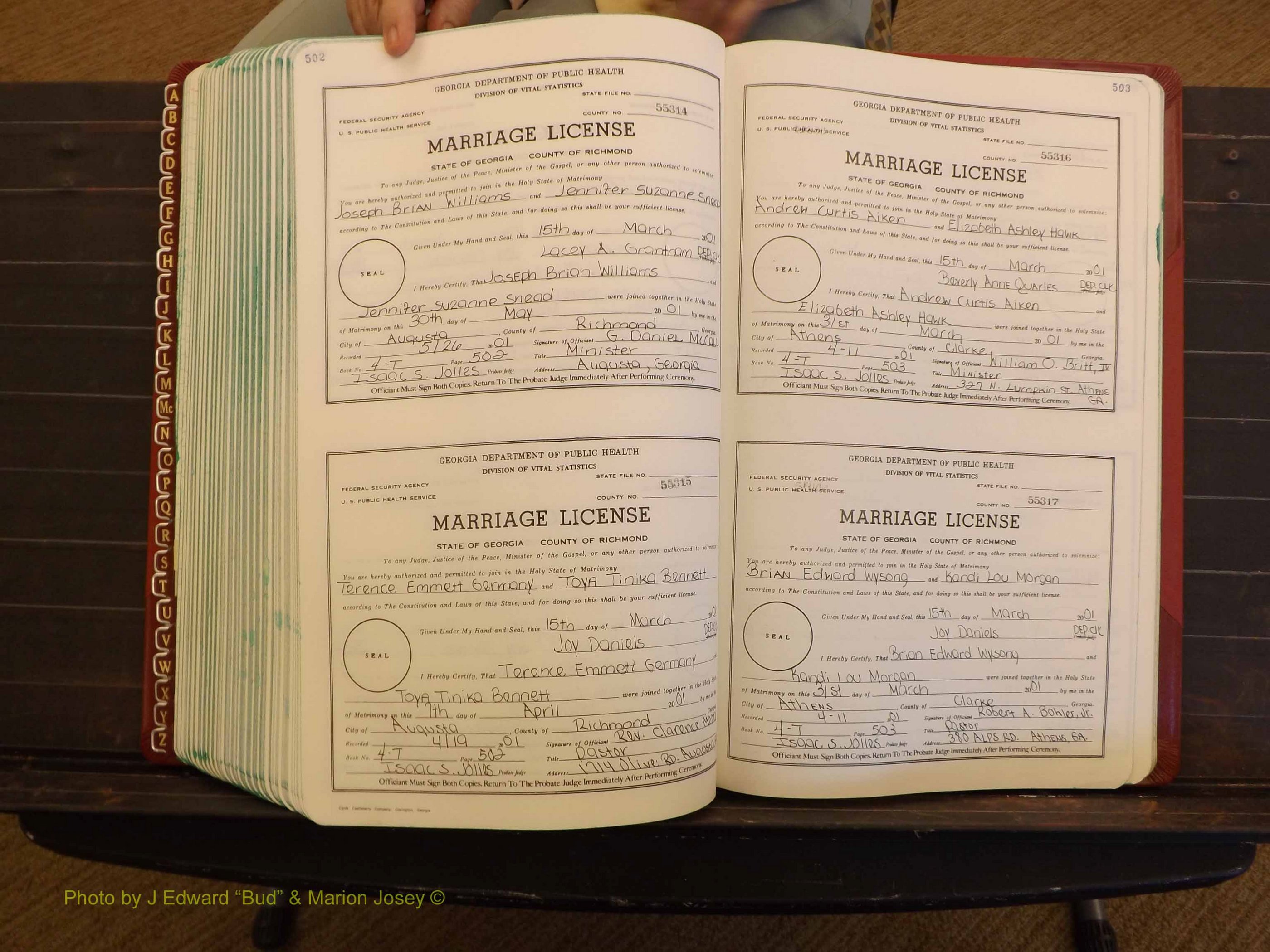 Richmond Marriages, 4 T, 2000-2001 P 502-503.JPG
