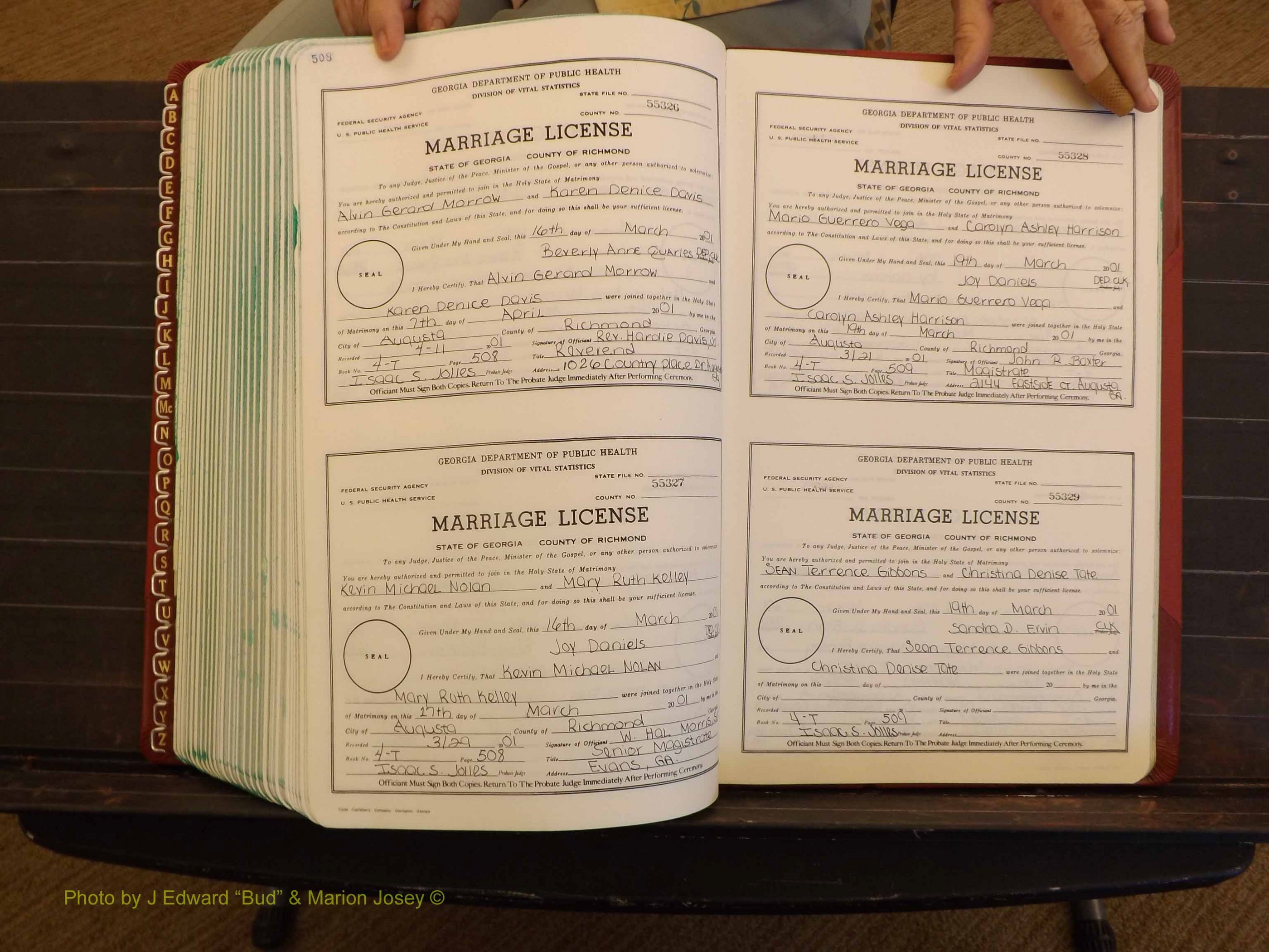 Richmond Marriages, 4 T, 2000-2001 P 508-509.JPG