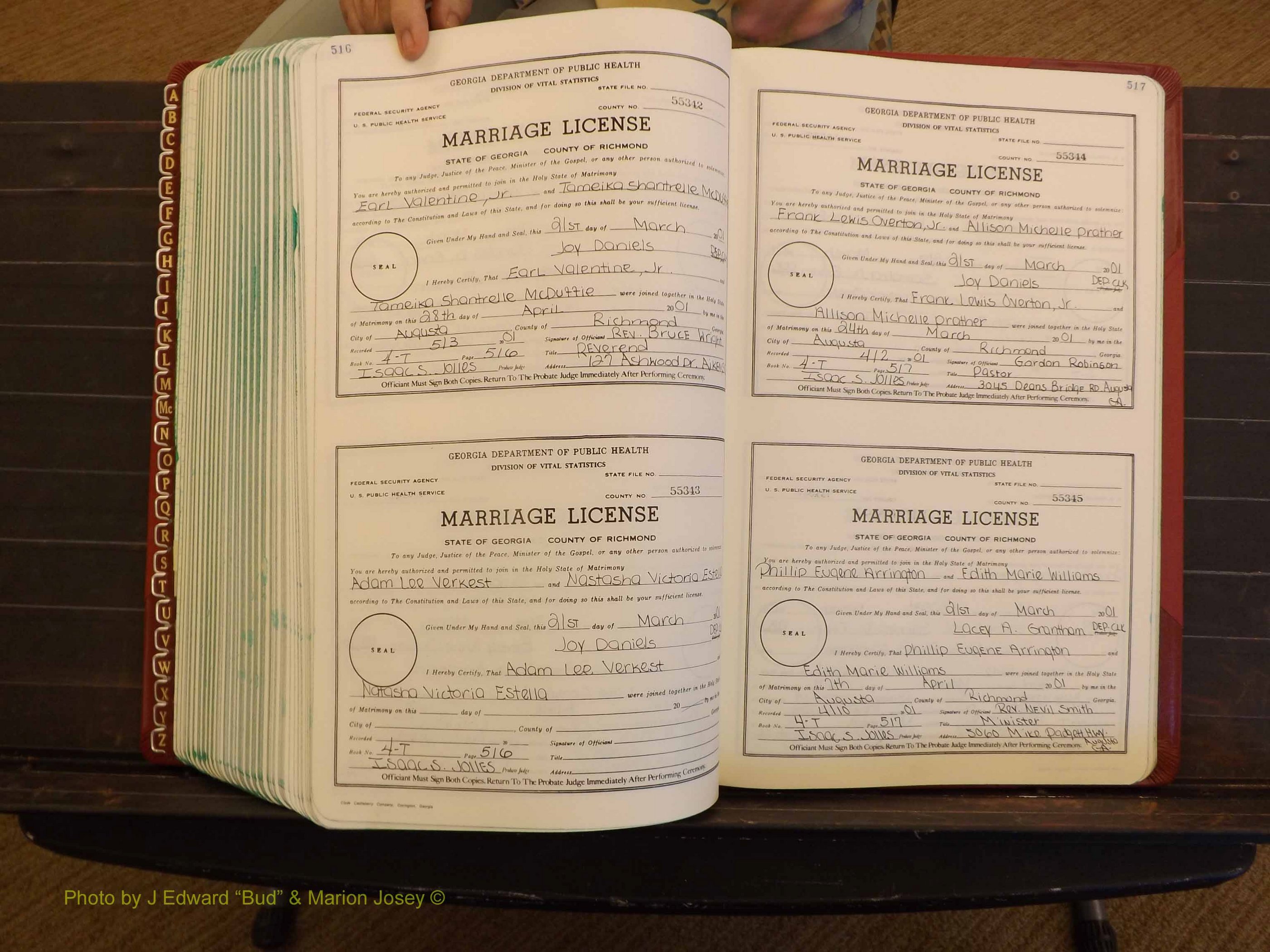 Richmond Marriages, 4 T, 2000-2001 P 516-517.JPG