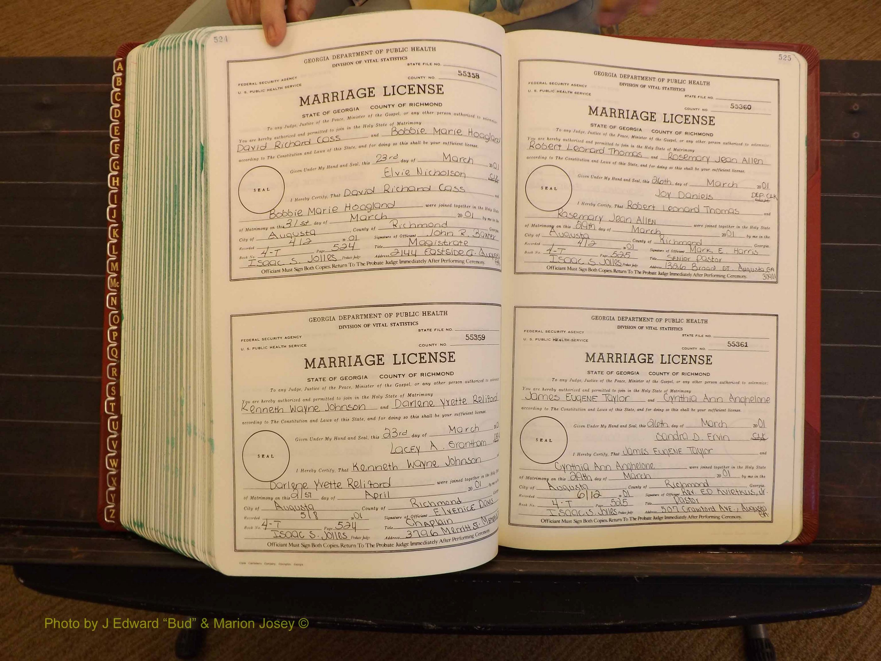 Richmond Marriages, 4 T, 2000-2001 P 524-525.JPG