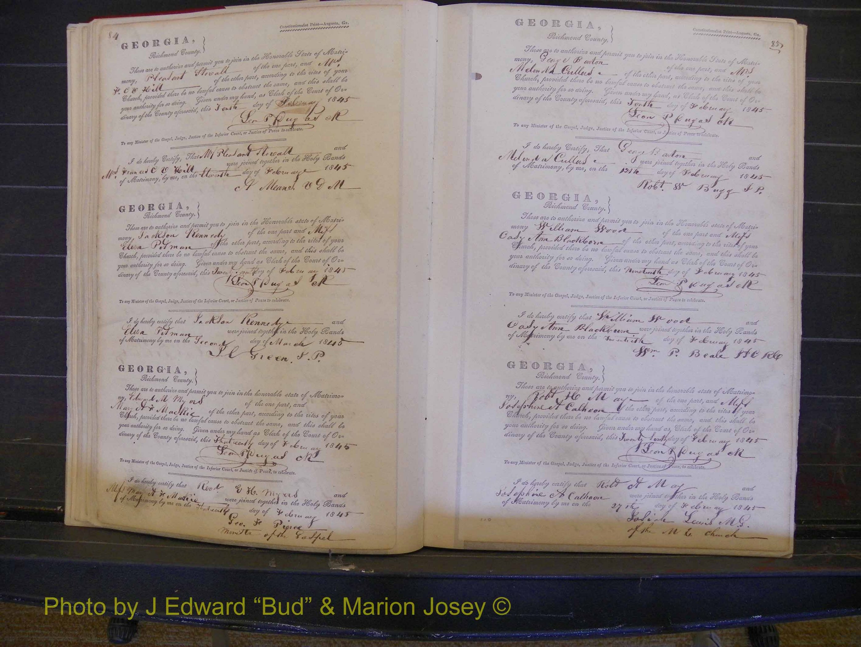 Richmond Marriages, Book B, 1839-1855 P 084-085.JPG