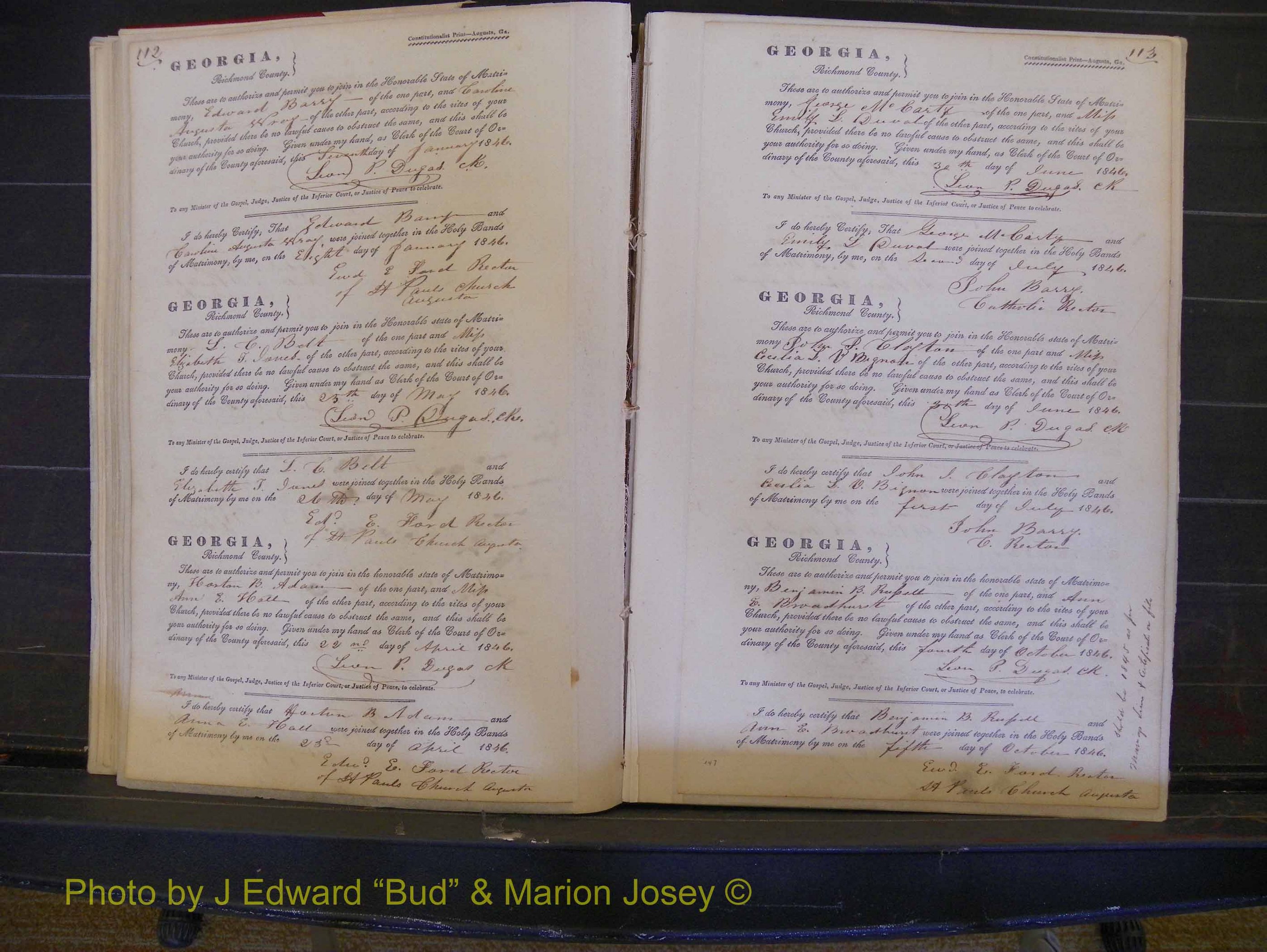 Richmond Marriages, Book B, 1839-1855 P 112-113.JPG