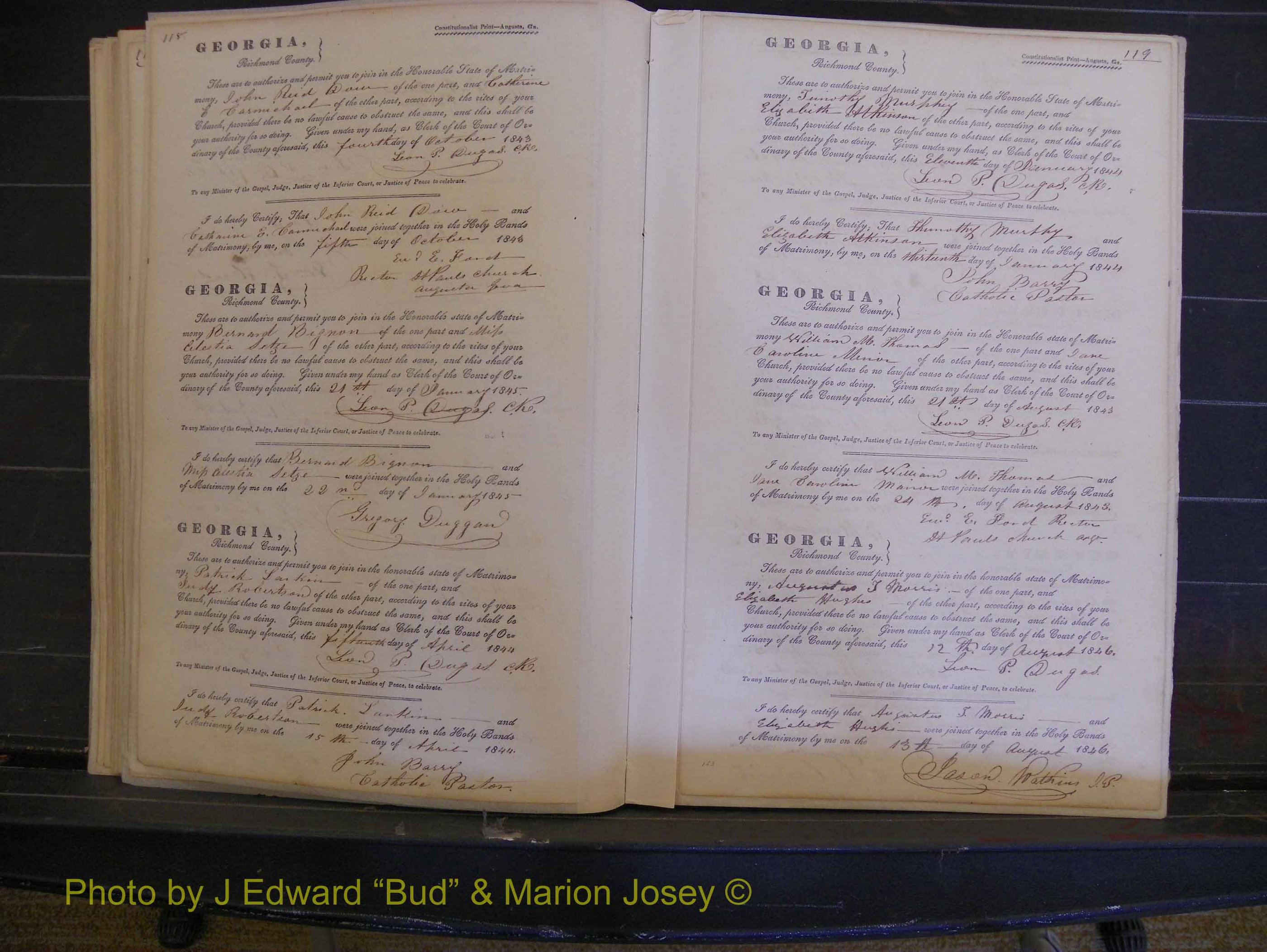 Richmond Marriages, Book B, 1839-1855 P 118-119.JPG